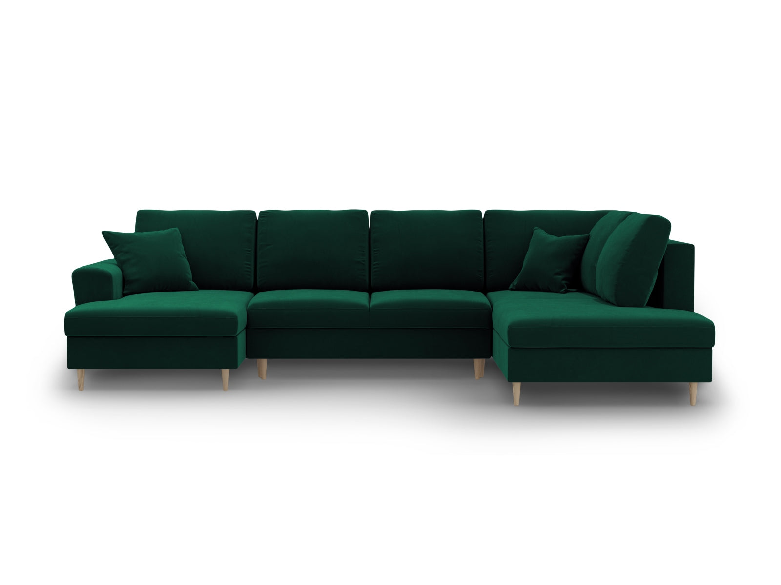 Kyoto Velour Panoramic Right Sofa mit Stauraum und Schlaffunktion 7 Sitzer 194cm in Bottle Green präsentiert im Onlineshop von KAQTU Design AG. L-Sofa rechts ist von Cosmopolitan Design