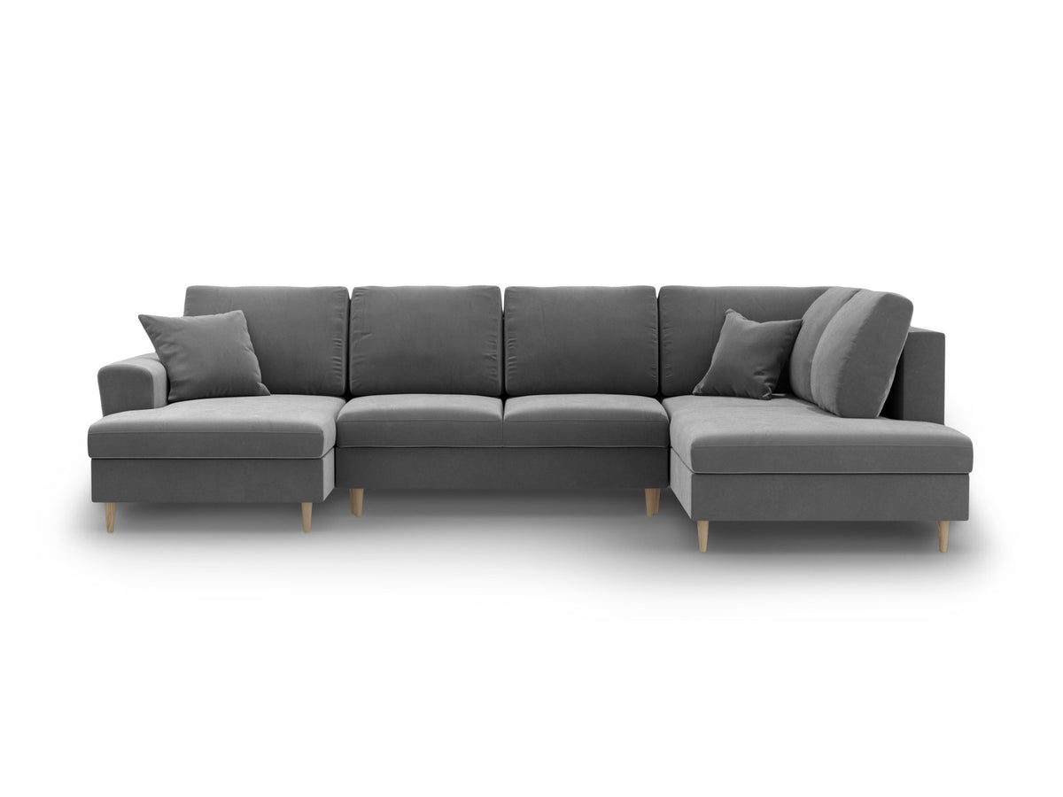 Kyoto Panoramic Right Sofa mit Stauraum und Schlaffunktion 7 Sitzer 194cm in Light Grey-Riviera präsentiert im Onlineshop von KAQTU Design AG. Bettsofa rechts ist von Cosmopolitan Design