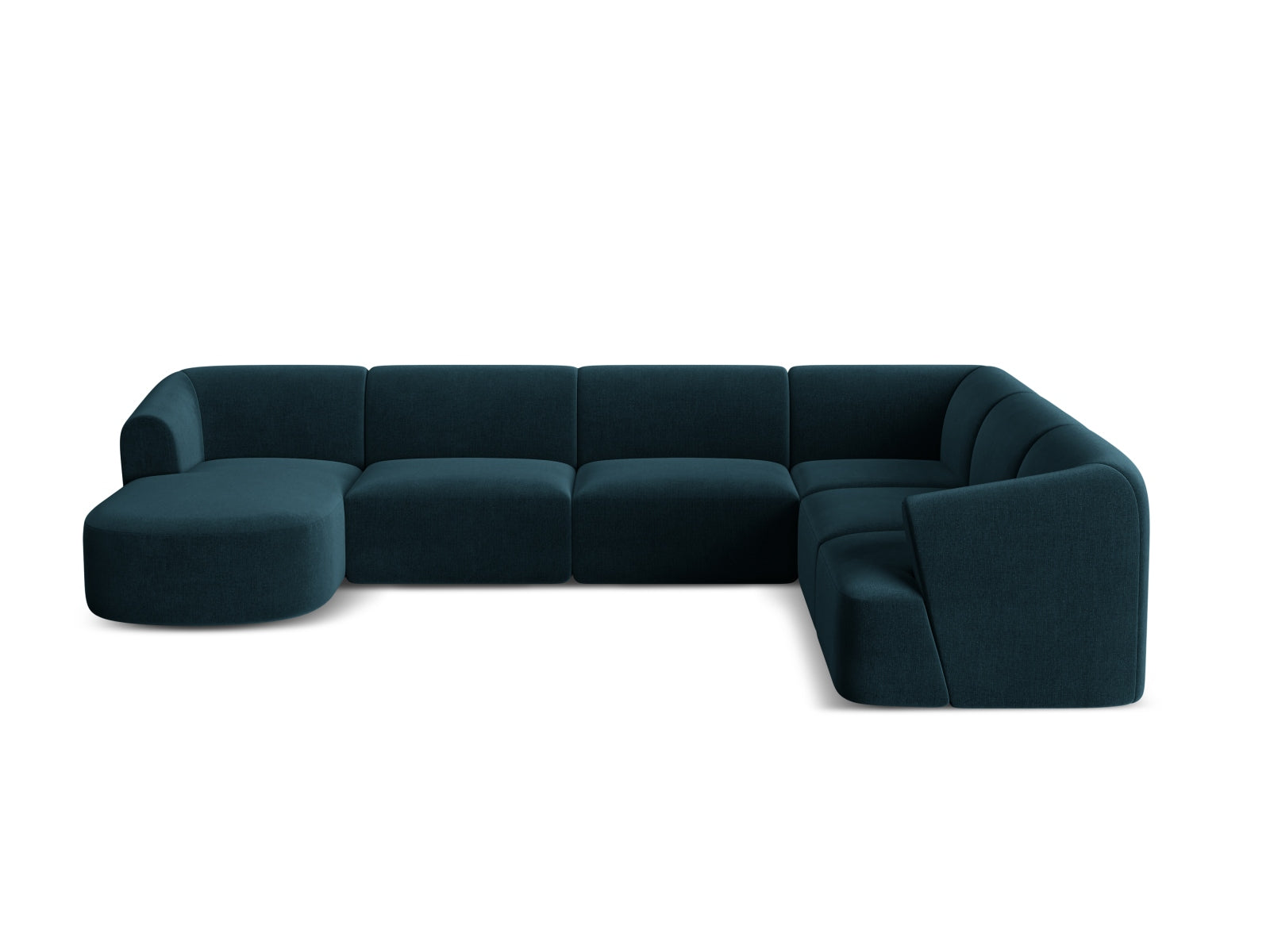 Elegantes 7-Sitzer Ecksofa Panoramic rechts Campi in stilvollem Petrol, ideal für großzügige Wohnräume und entspannte Stunden.