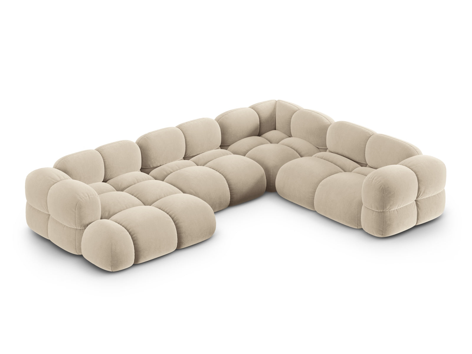 Loretto Velour Panoramic Ecksofa rechts 5 Sitzer 250cm in Light Beige präsentiert im Onlineshop von KAQTU Design AG. Ecksofa rechts ist von Cosmopolitan Design