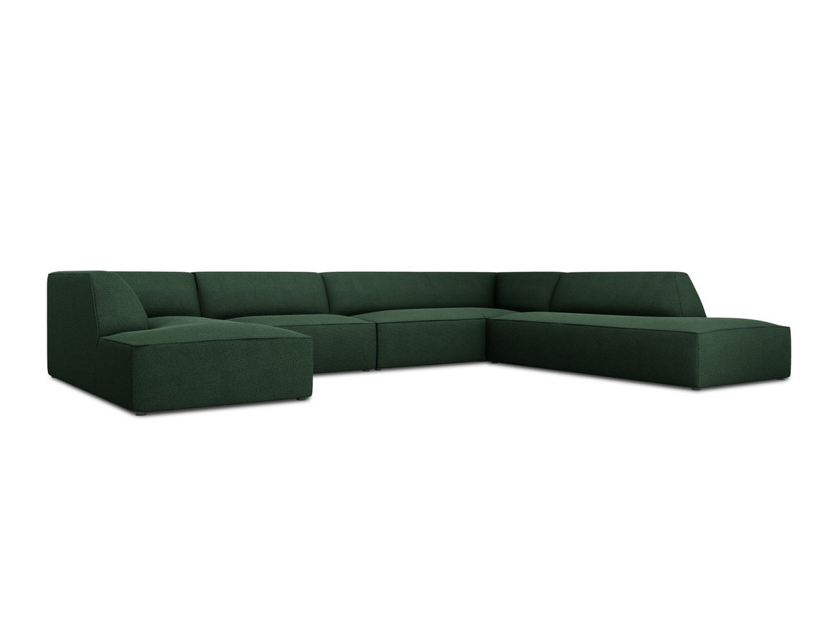 Siena Panorama-Ecksofa rechts von Cosmopolitan Design in Light Beige-Scala Cordstoff, Holzrahmen, schwarze Kunststoffbeine, 7-Sitzer, 366 x 273 cm.