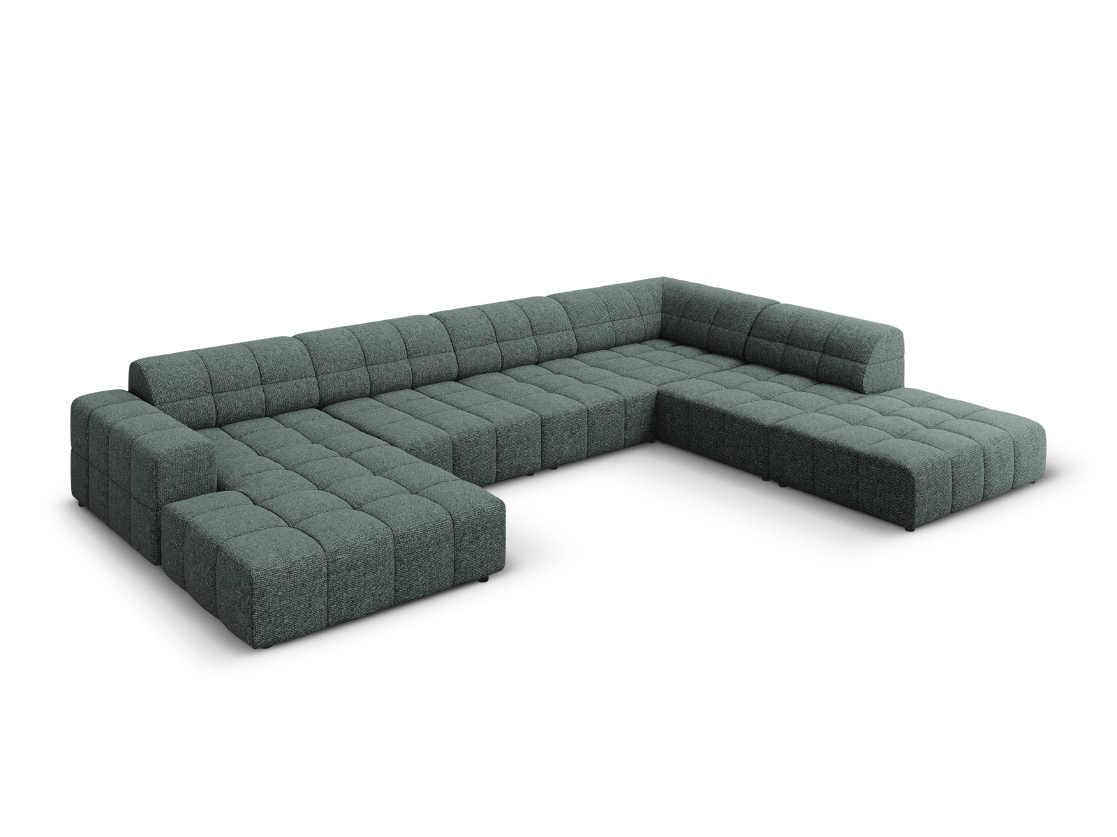 Elegantes Chicago Panoramic Ecksofa rechts, 7-Sitzer in Petrol-Haga, ideal für stilvolle Wohnräume, präsentiert von Cosmopolitan Design.