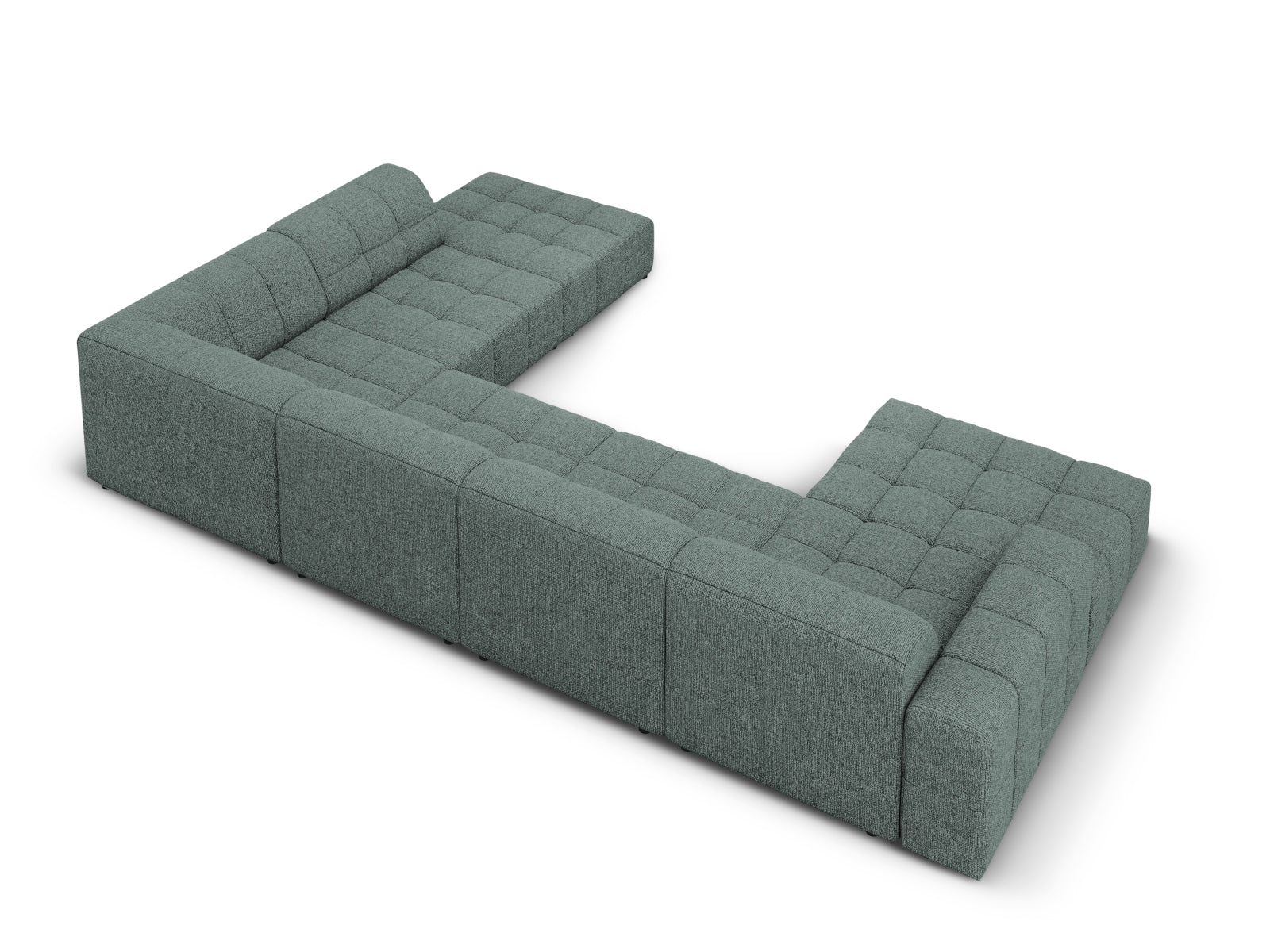 Modernes 7-Sitzer Ecksofa Chicago Panoramic rechts in Petrol-Haga, perfekt für gemütliche und stilvolle Wohnlandschaften.