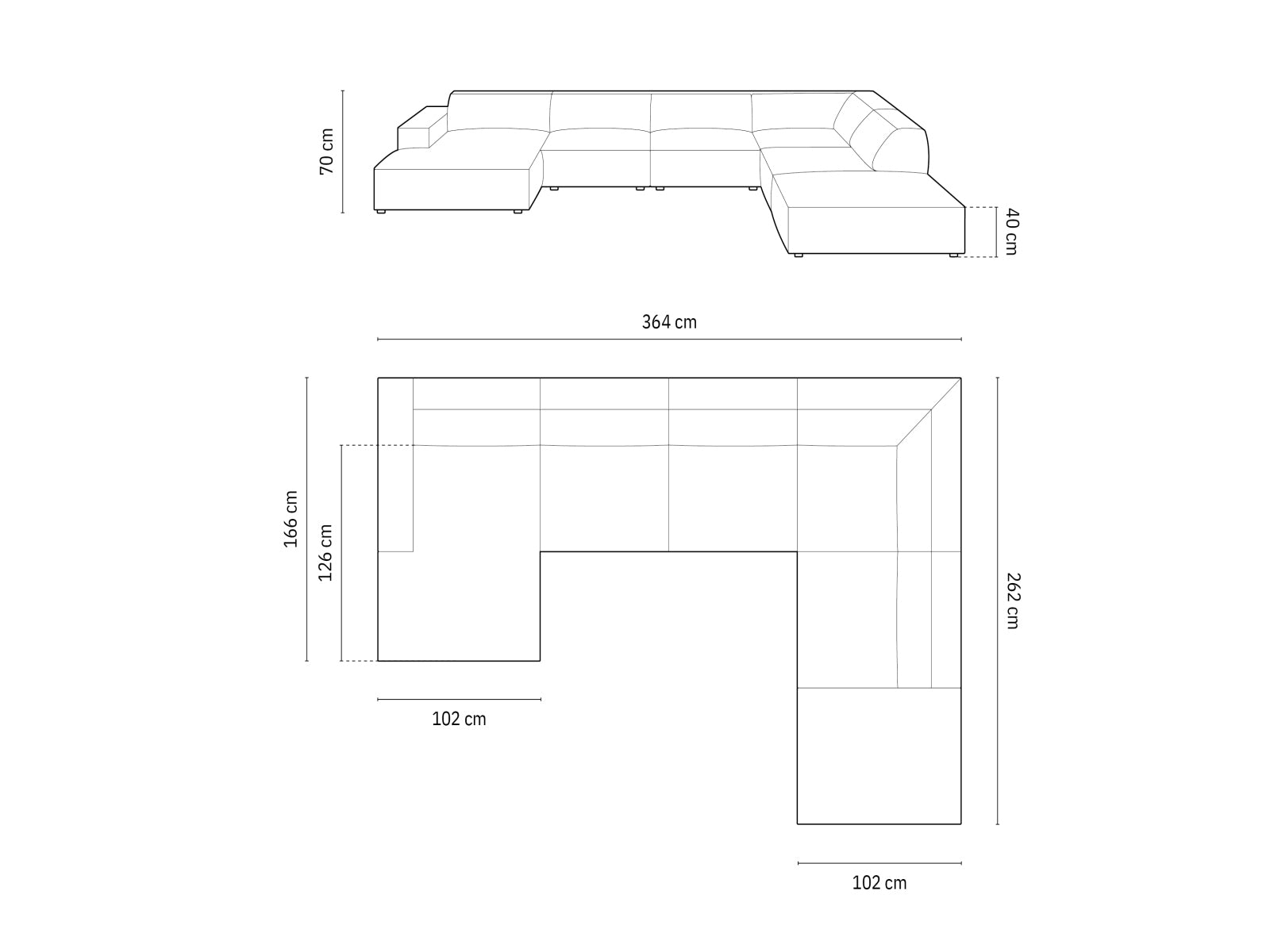 Entdecken Sie das Chicago Panoramic Ecksofa rechts (262 cm) von Cosmopolitan Design – modern, grosszügig und ideal für gesellige Abende. Komfort trifft Stil!