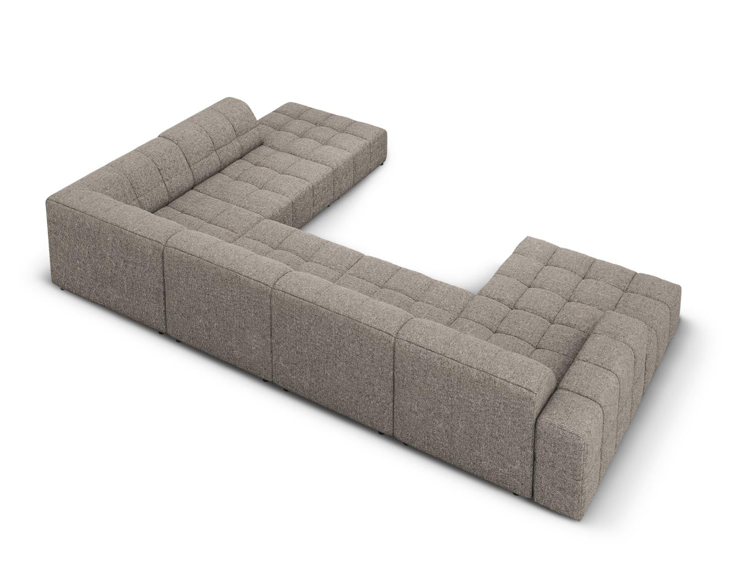 Modernes Ecksofa Chicago Panoramic in Grau, 7-Sitzer, 262 cm, perfekt für gemütliche und stilvolle Wohnzimmergestaltung.