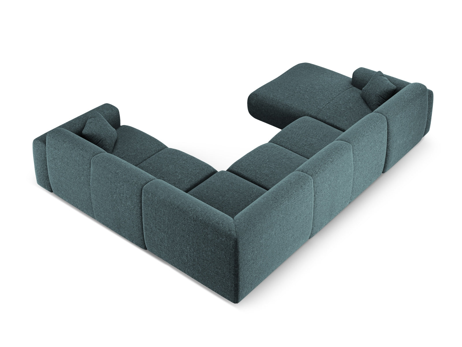 Elegantes Nolio Panoramic Ecksofa in Petrol-Haga, 6-Sitzer, 252 cm, ideal für stilvolle und einladende Wohnräume von Cosmopolitan Design.