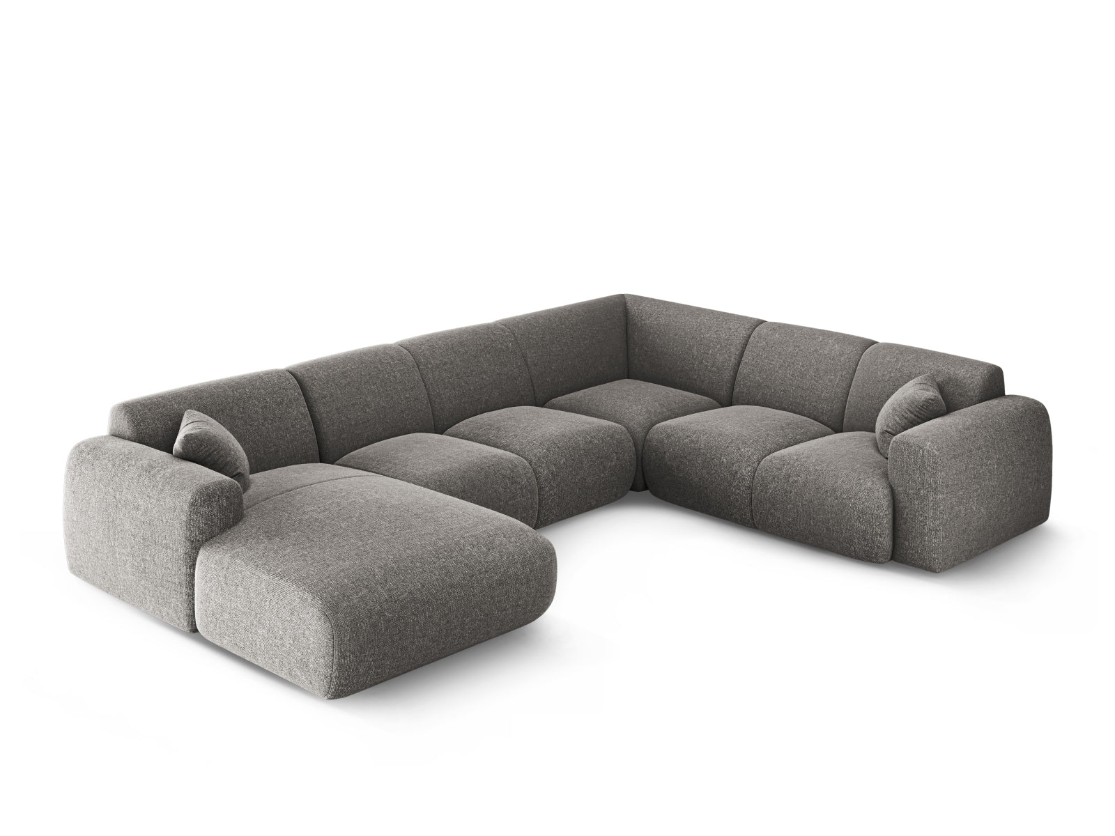 Modernes Nolio Panoramic Ecksofa rechts, 6 Sitzer, 252 cm, in zeitlosem Grau, perfekt für stilvolle Wohnzimmergestaltung.