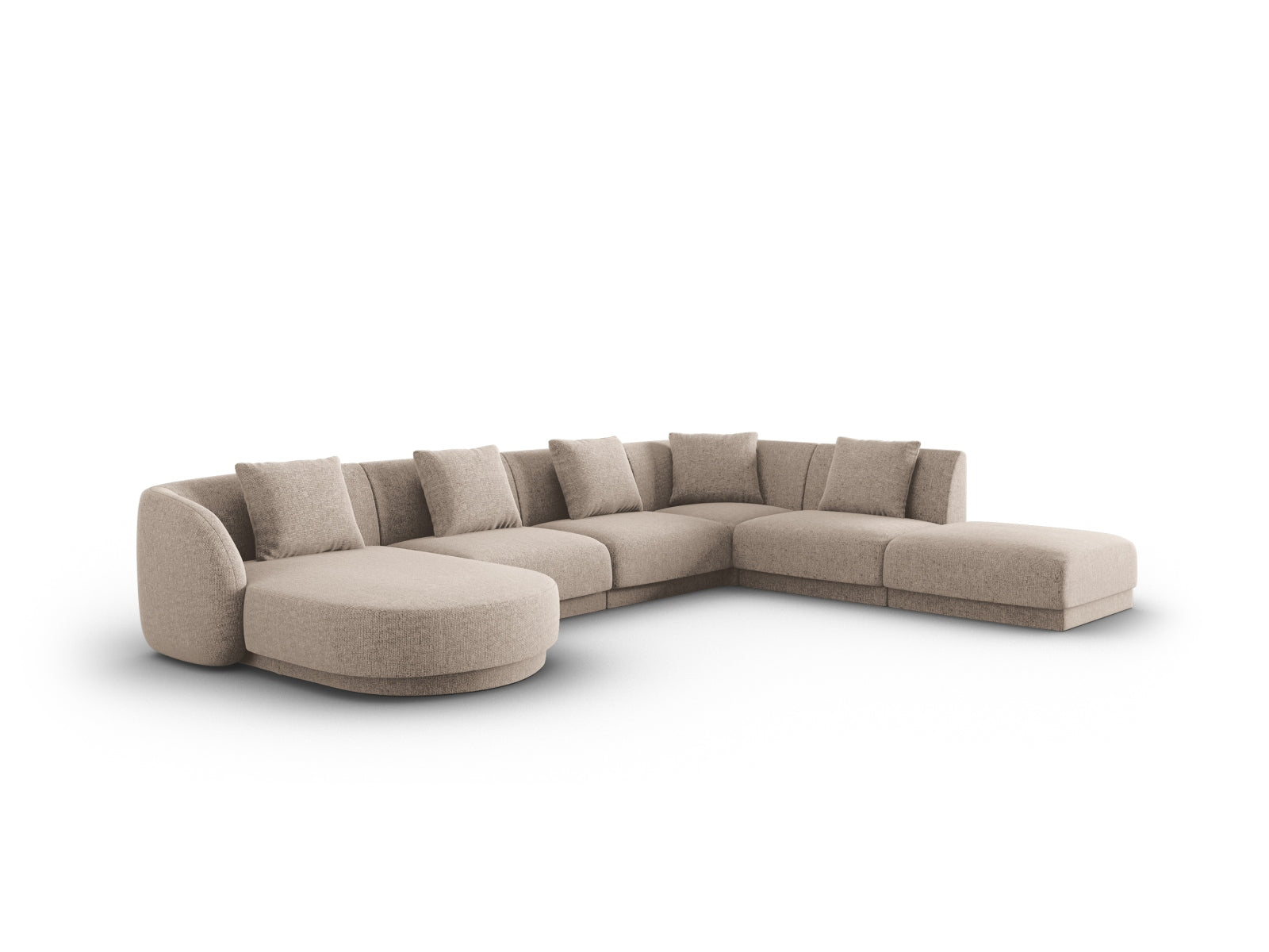 Beige Tulum Panoramic Ecksofa rechts, 6 Sitzer, 255 cm, stilvolles Design von Cosmopolitan Design, ideal für moderne Wohnräume.