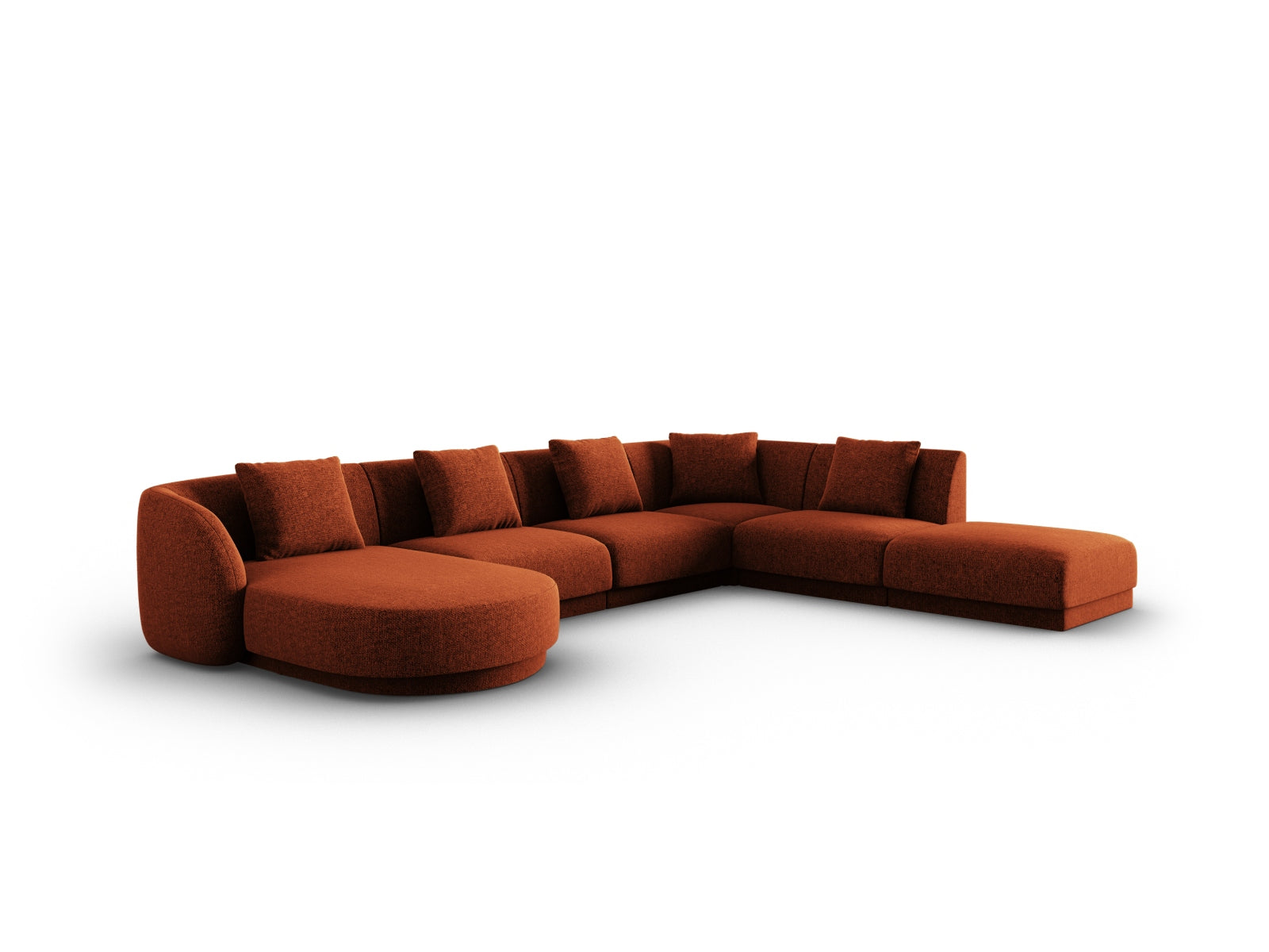Elegantes Tulum Panoramic Ecksofa in Terracotta, 6-Sitzer, 255 cm, ideal für stilvolle Wohnräume, präsentiert von Cosmopolitan Design.