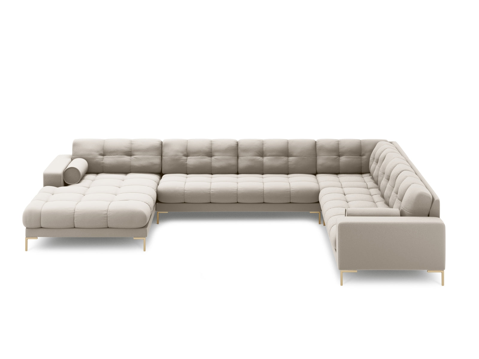 Beige 7-Sitzer Ecksofa Panoramic Bali rechts, stilvolles Design von Cosmopolitan, ideal für moderne Wohnräume.