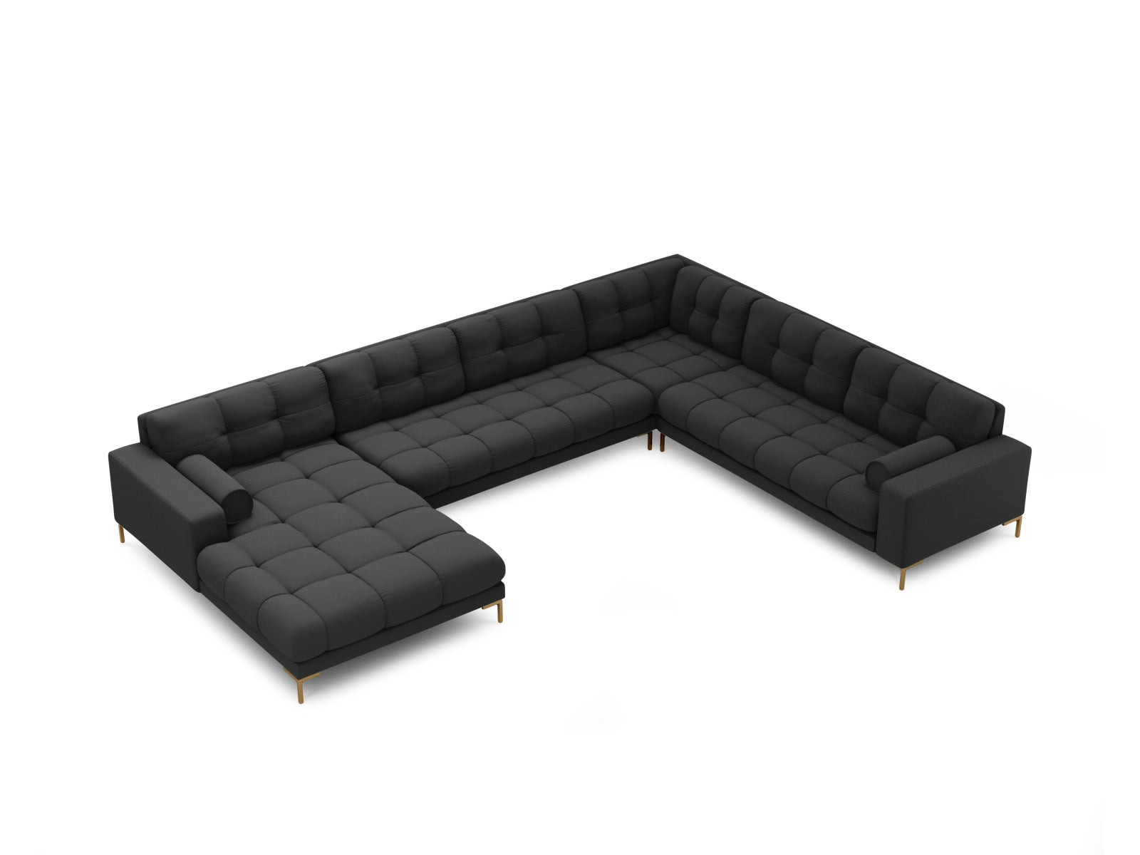 Elegantes 7-Sitzer Ecksofa Panoramic Bali rechts in edlem Dunkelgrau, ideal für entspannte Abende und gesellige Runden im Wohnzimmer.