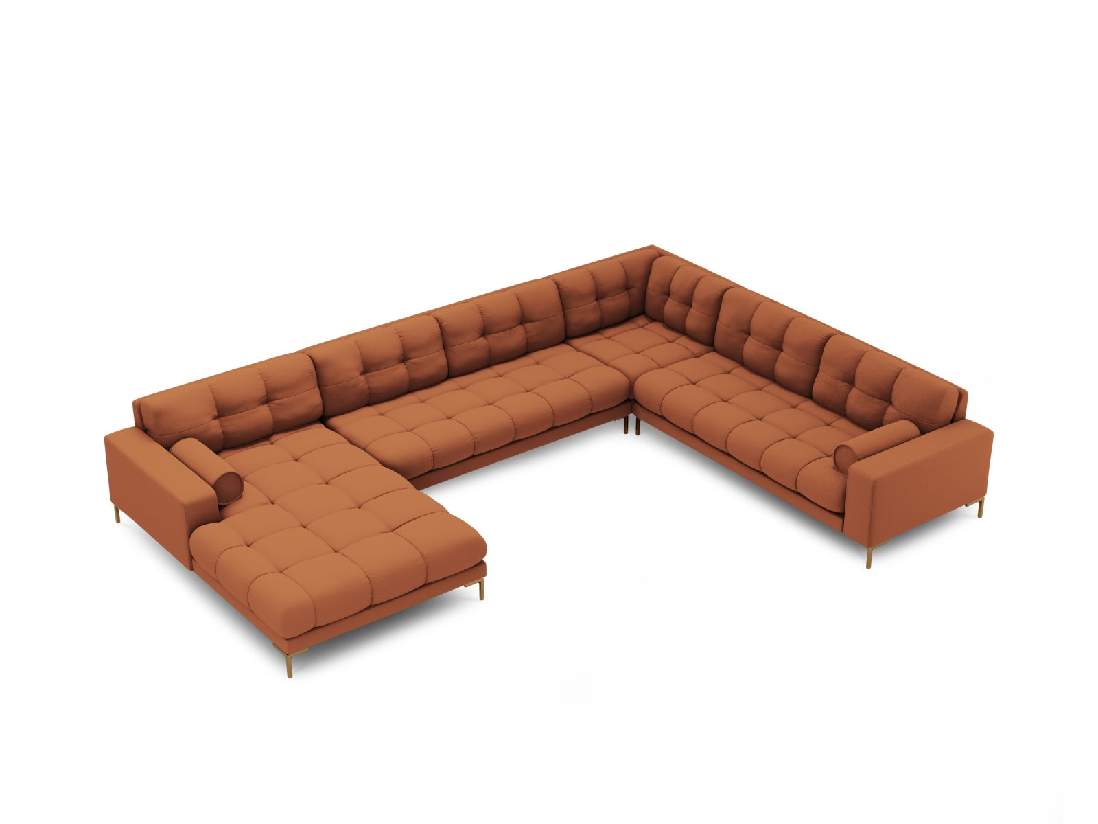Elegantes 7-Sitzer Ecksofa Panoramic Bali rechts in modernem Brick-Neve, ideal für gesellige Abende und komfortable Wohnräume.