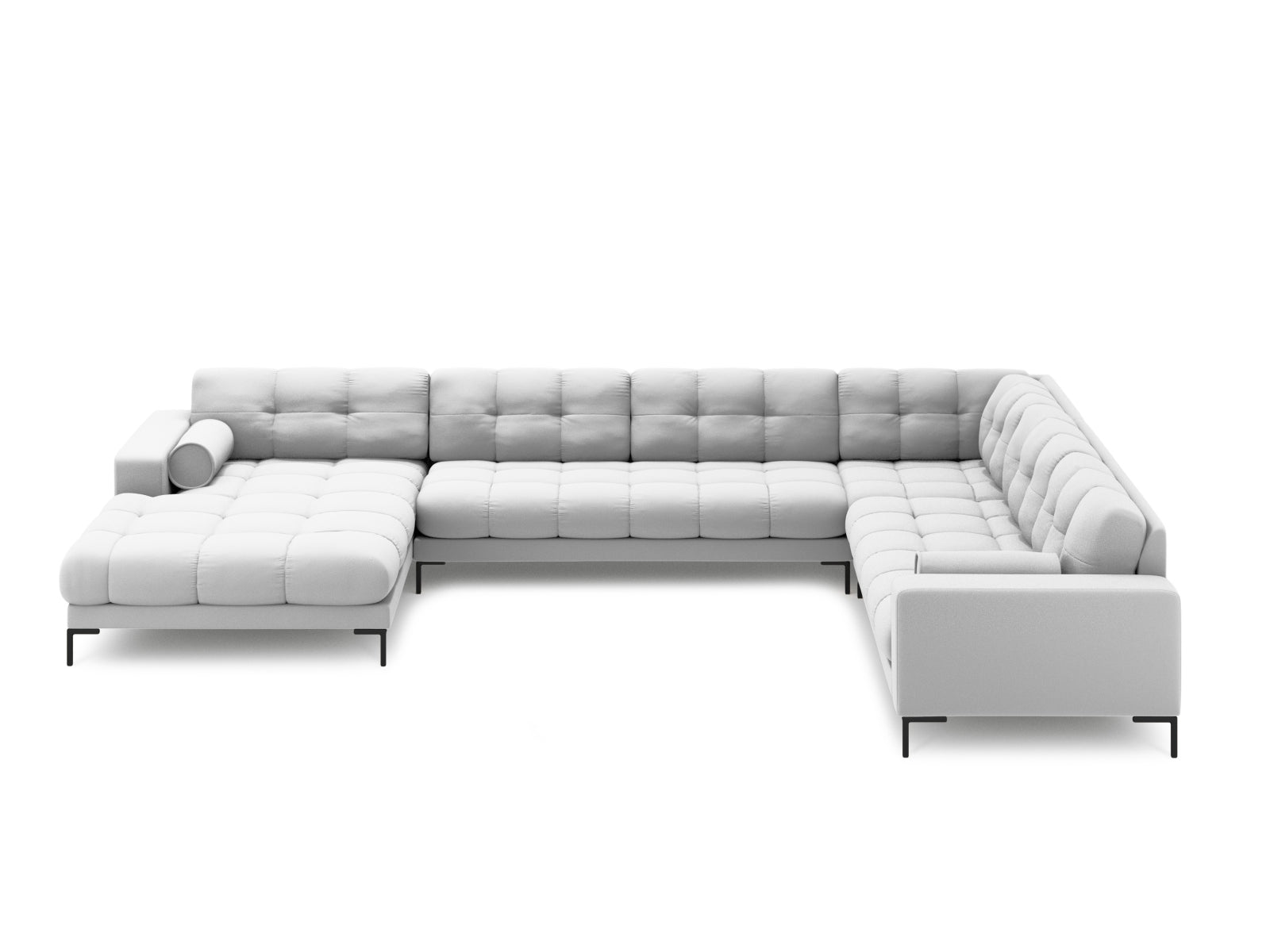 Elegantes 7-Sitzer Ecksofa Panoramic Bali rechts in modernem Grau, ideal für stilvolle und einladende Wohnräume von Cosmopolitan Design.