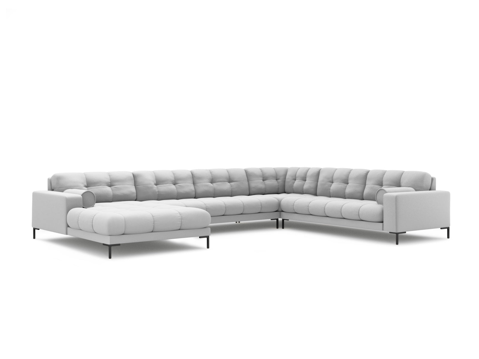 Elegantes 7-Sitzer Ecksofa Panoramic Bali rechts in stilvollem Grau, ideal für entspannte Stunden und modernes Wohnen von Cosmopolitan Design.
