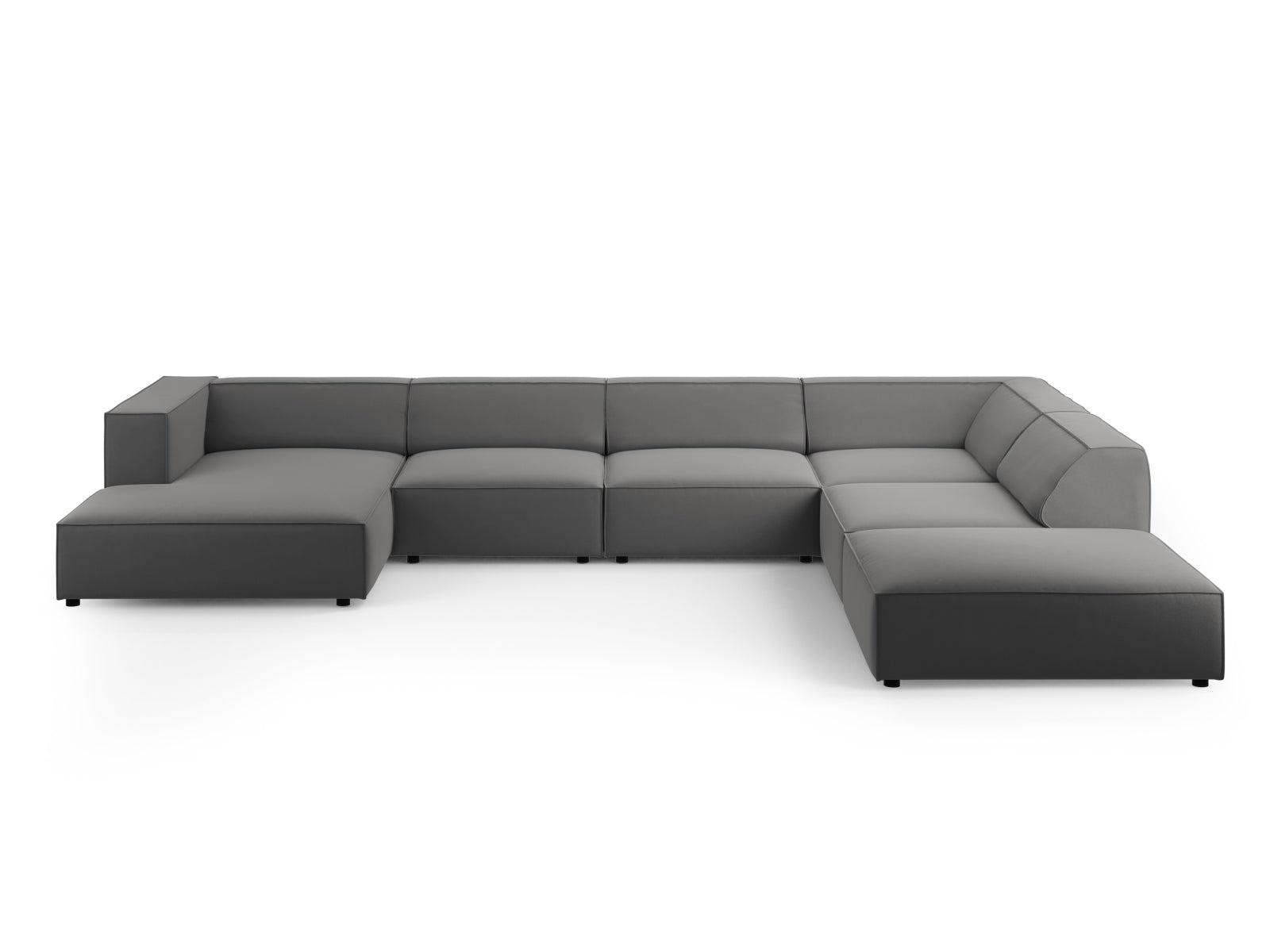 Arendal Velour Panoramic Ecksofa rechts 7 Sitzer in Warm grey präsentiert im Onlineshop von KAQTU Design AG. Ecksofa rechts ist von Cosmopolitan Design