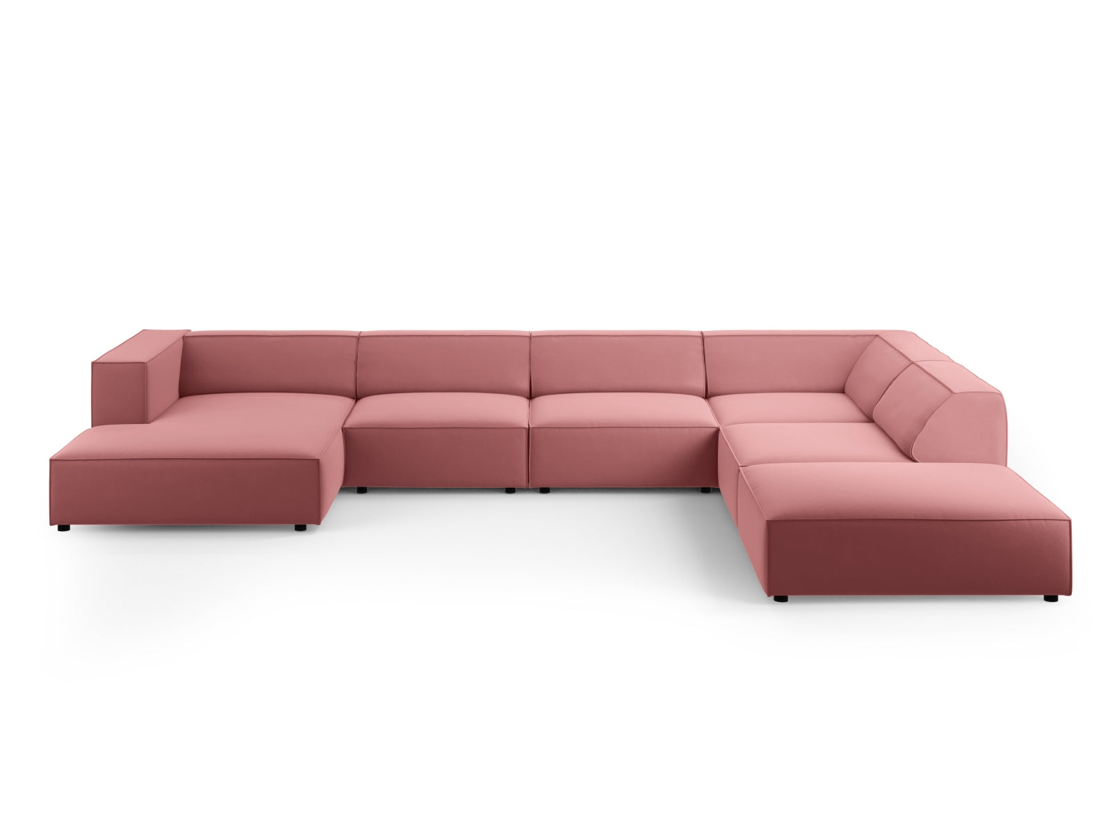 Arendal Velour Panoramic Ecksofa rechts 7 Sitzer in Flamingo präsentiert im Onlineshop von KAQTU Design AG. Ecksofa rechts ist von Cosmopolitan Design