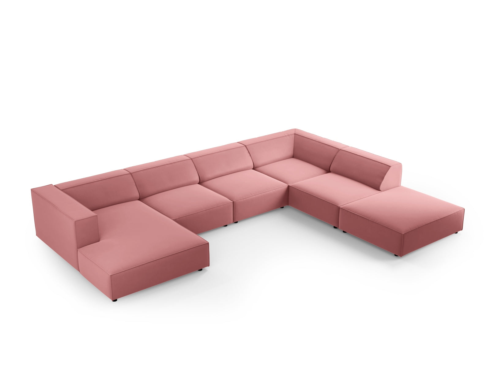 Erleben Sie das Arendal Velour Panoramic Ecksofa rechts 7 Sitzer von Cosmopolitan Design – stilvolles Design, hervorragender Komfort und perfekt für Ihr modernes Zuhause.