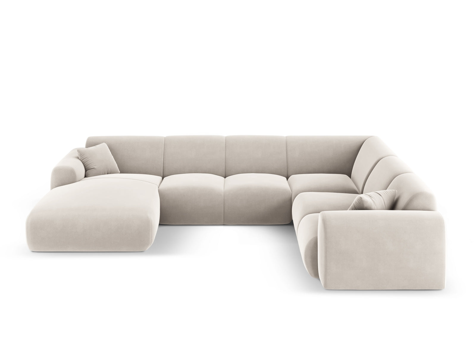 Nolio Velour Panoramic Ecksofa rechts 6 Sitzer 252cm in Light Beige präsentiert im Onlineshop von KAQTU Design AG. Ecksofa rechts ist von Cosmopolitan Design