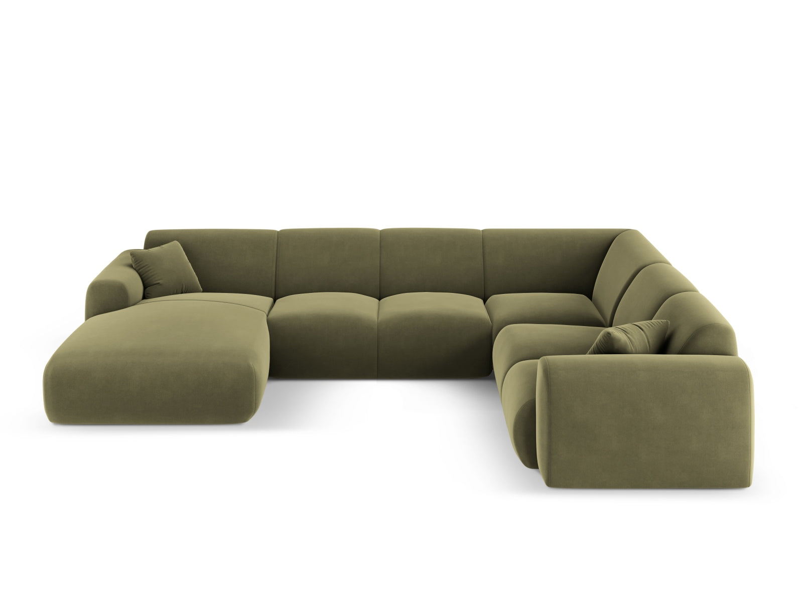 Nolio Velour Panoramic Ecksofa rechts 6 Sitzer 252cm in Light Green präsentiert im Onlineshop von KAQTU Design AG. Ecksofa rechts ist von Cosmopolitan Design