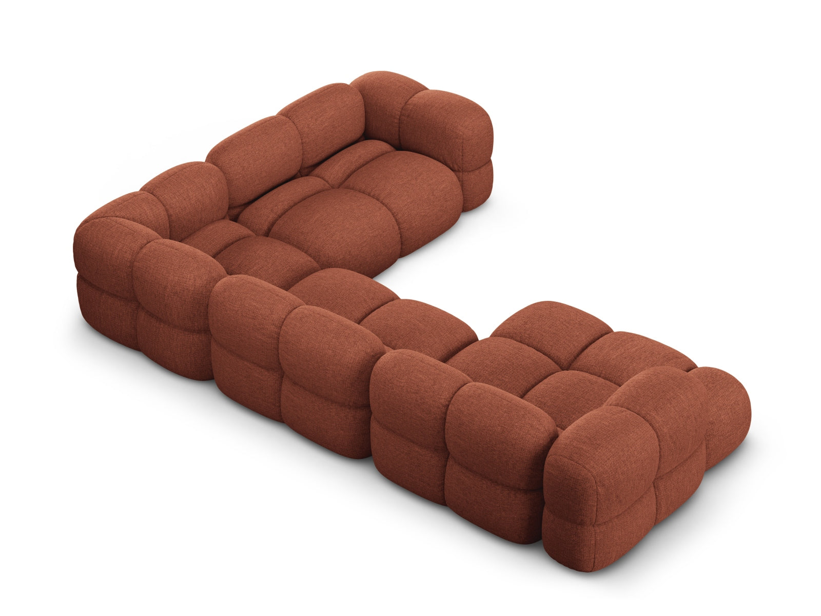 Elegantes Loretto Panoramic Ecksofa in Coral-Sorella, 5-Sitzer, 250 cm, ideal für entspannte Stunden und modernes Wohndesign.