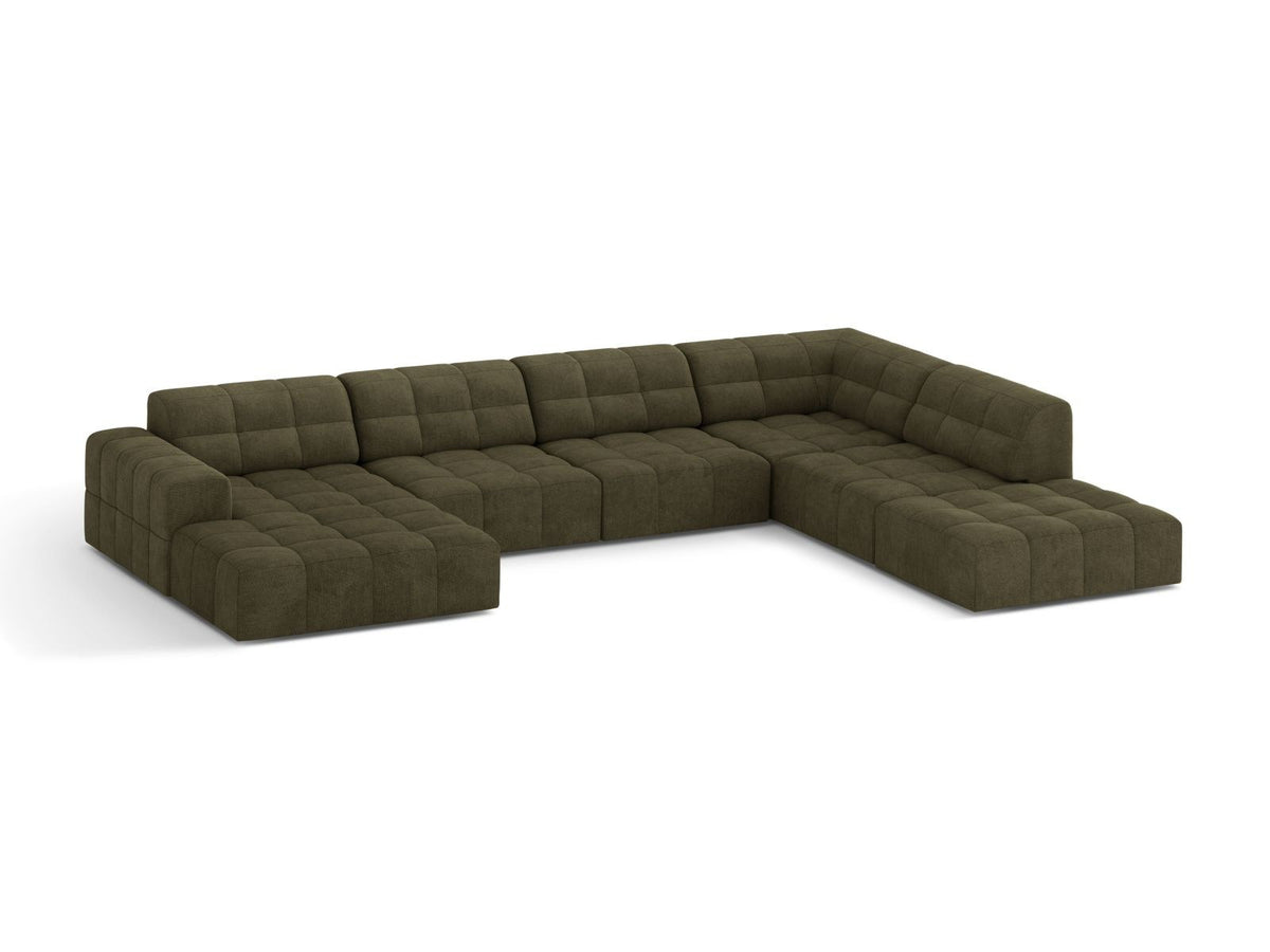 Ecksofa rechts von Cosmopolitan Design in Light Beige-Eden mit Chenille-Stoffbezug, Massivholzrahmen und schwarzen Kunststoffbeinen, Chicago-Serie.