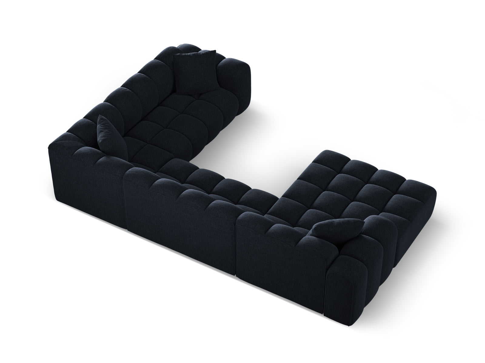 Modernes 4-Sitzer Ecksofa rechts Panoramic Treno in Navy Blue-Eden, perfekt für gemütliche Abende und stilvolle Einrichtung.