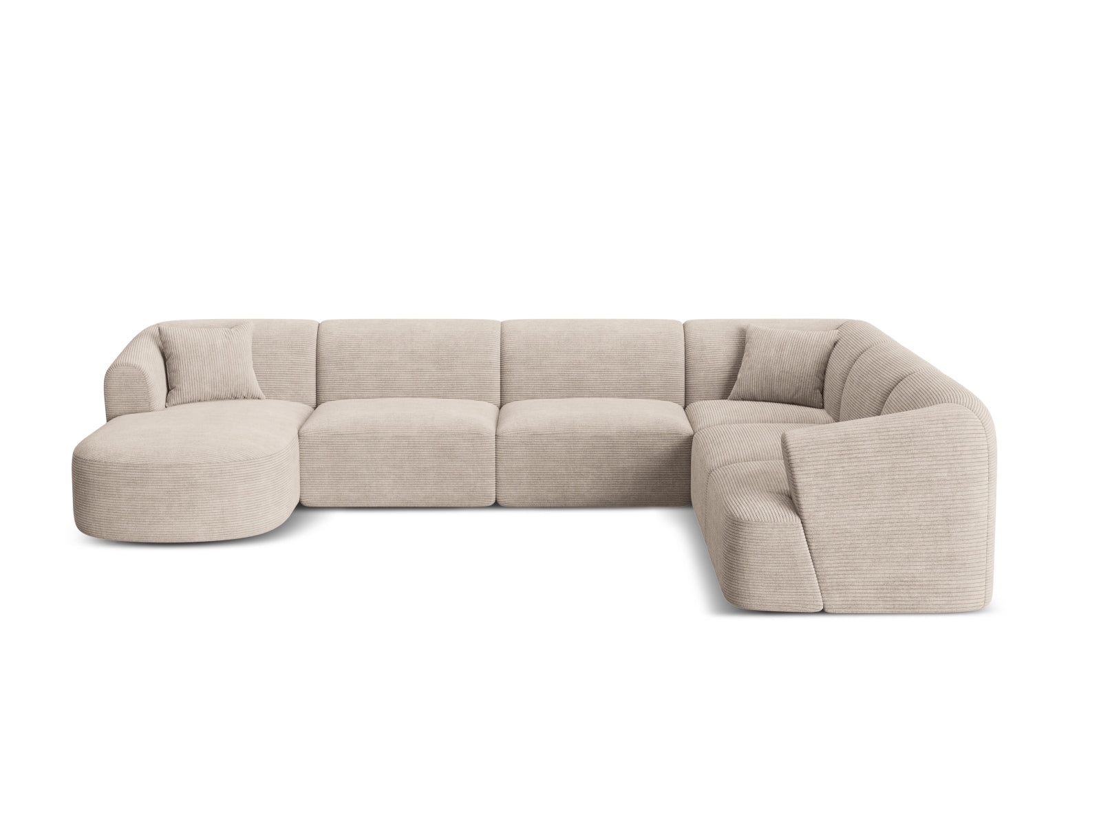 7-Sitzer Modular Ecksofa Panoramic rechts Campi in Cappuccino-Lincoln D präsentiert im Onlineshop von KAQTU Design AG. Ecksofa rechts ist von Cosmopolitan Design