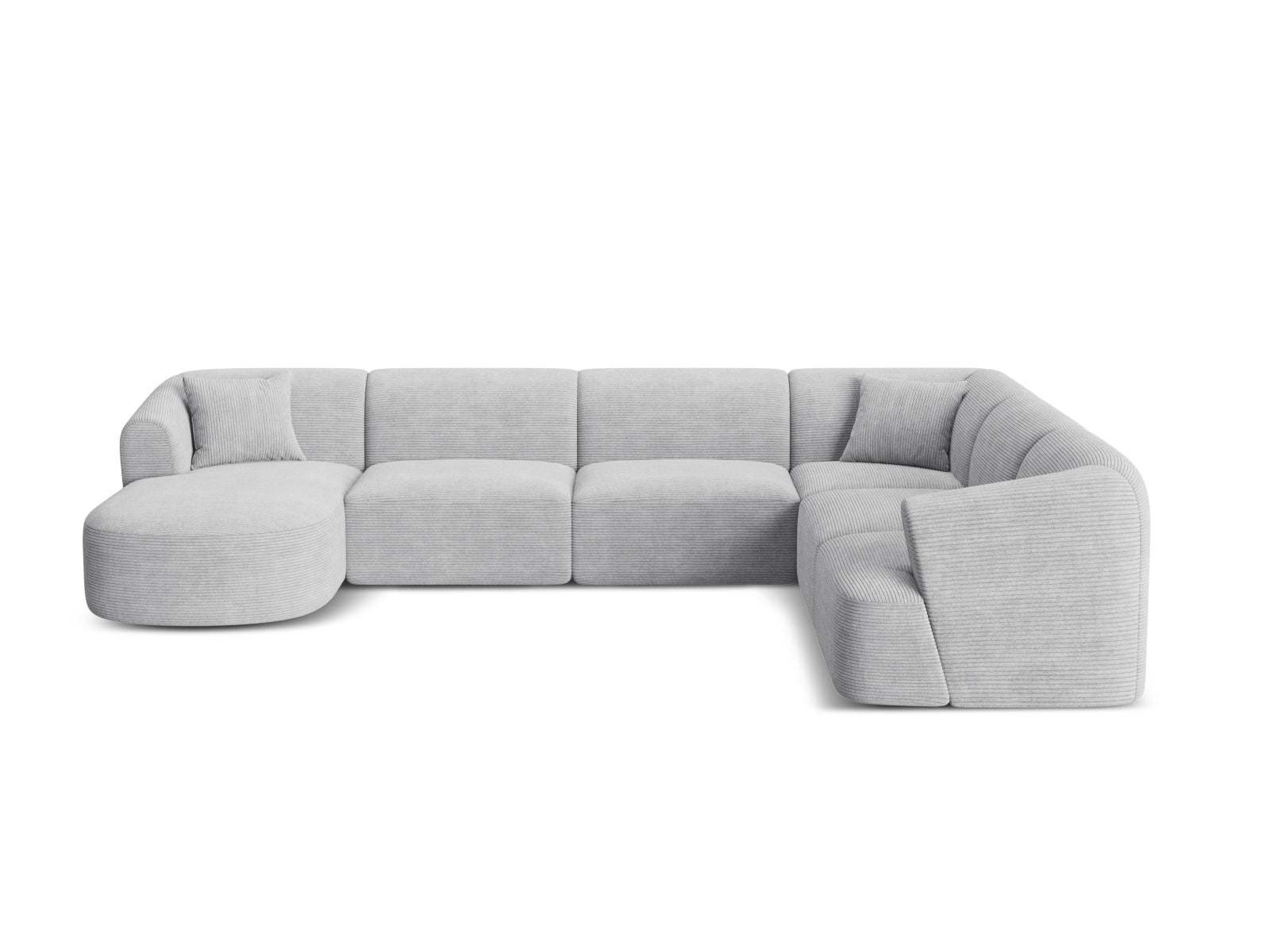 7-Sitzer Modular Ecksofa Panoramic rechts Campi in Silver-Lincoln D präsentiert im Onlineshop von KAQTU Design AG. Ecksofa rechts ist von Cosmopolitan Design