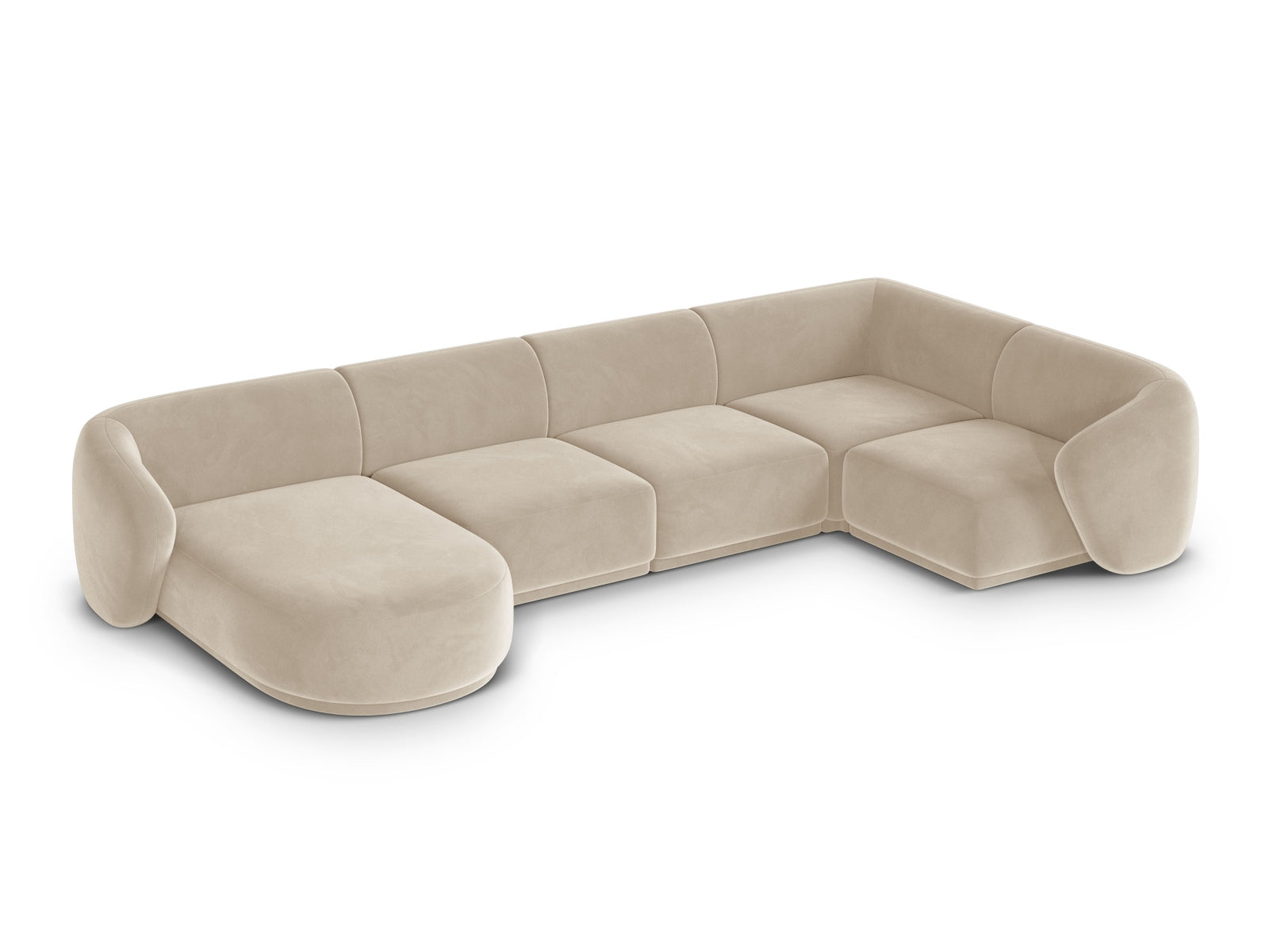 Modernes 6-Sitzer Panoramic Ecksofa Gomera in sanften Beigetönen, perfekt für entspannte Stunden und einladende Wohnatmosphäre.