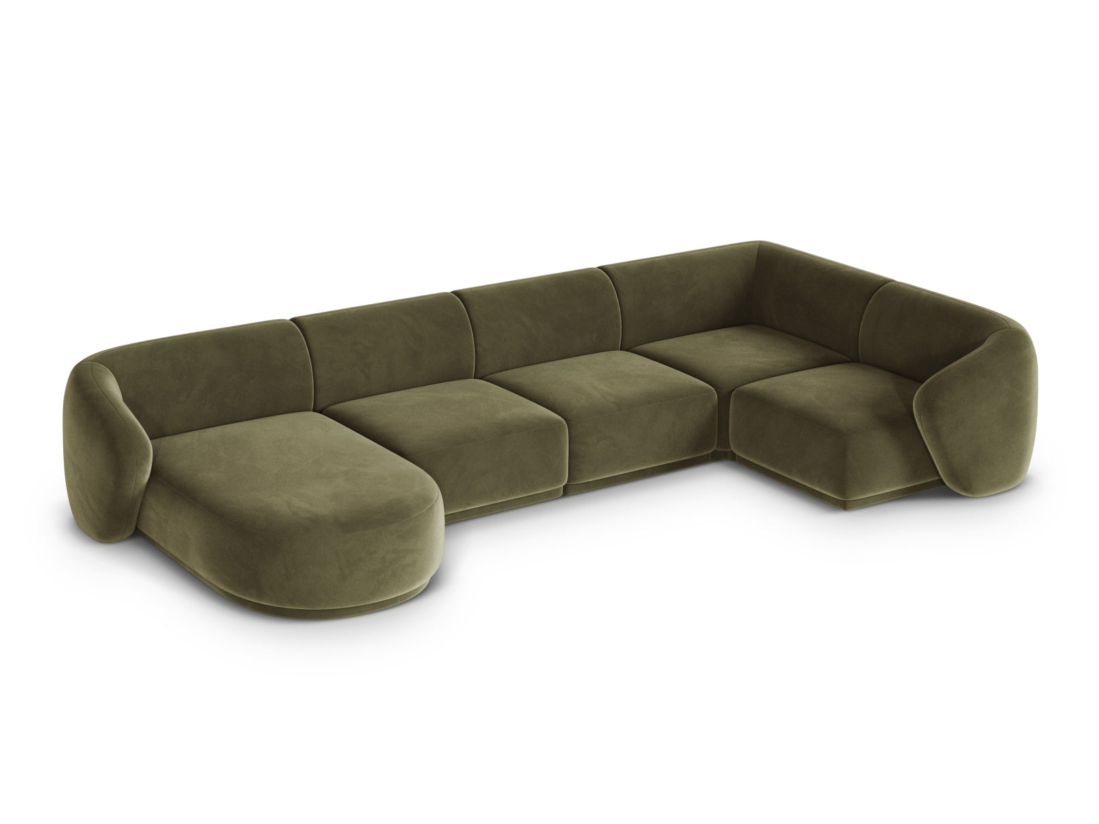 Elegantes 6-Sitzer Panoramic Ecksofa rechts Gomera in frischem Grün, ideal für gesellige Abende und modernes Wohndesign.