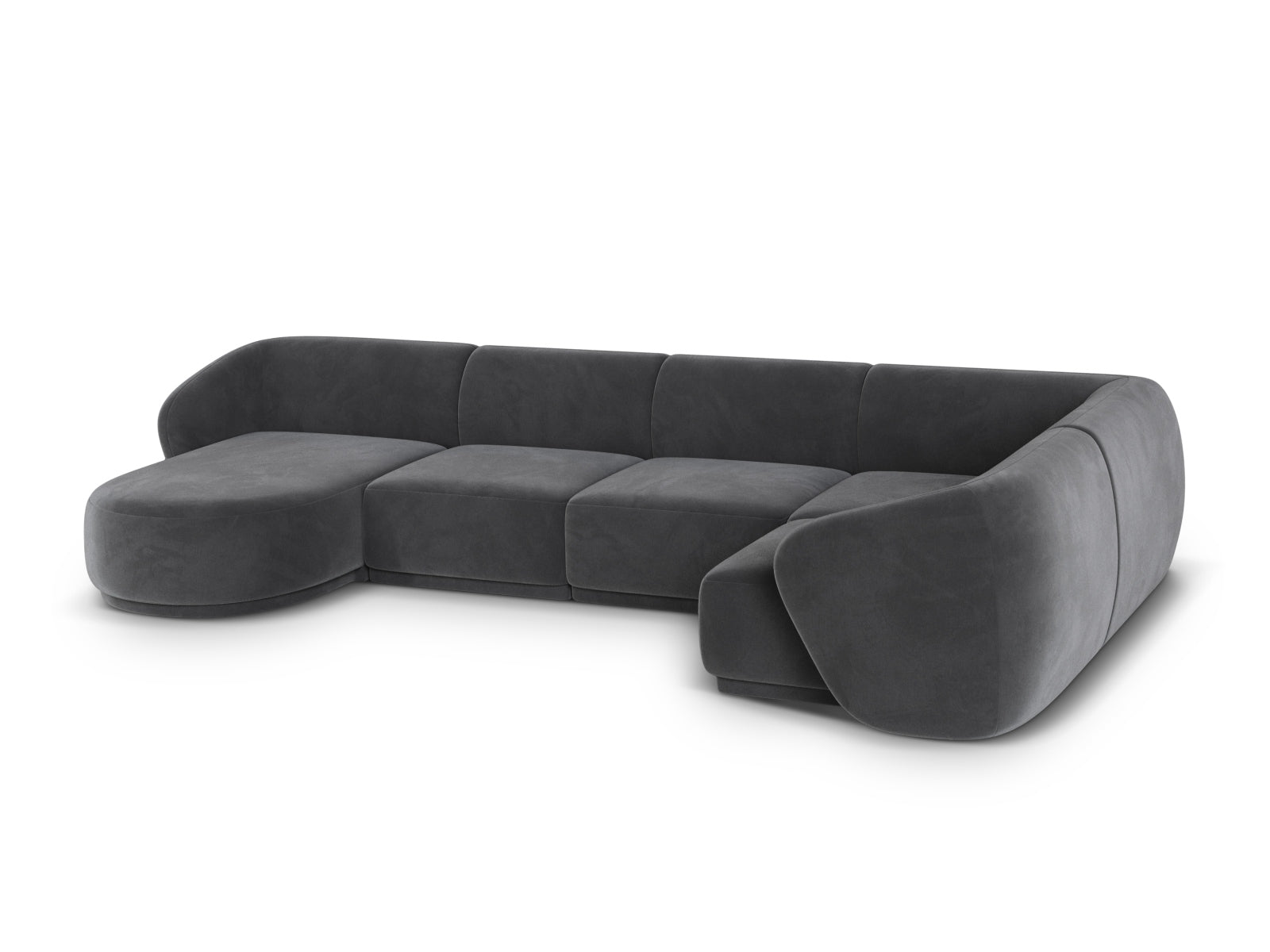 Modernes 6-Sitzer Panoramic Ecksofa rechts Gomera in edlem Dunkelgrau, perfekt für gemütliche und stilvolle Wohnbereiche von Cosmopolitan Design.