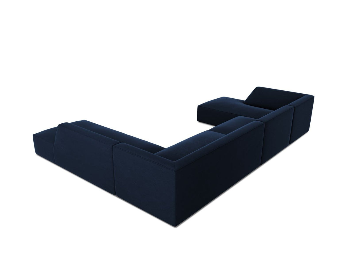 Panorama-Ecksofa rechts Siena mit Samtbezug in Bottle Green, Holzrahmen und schwarzen Kunststoffbeinen, 7 Sitzplätze, 273cm Tiefe.