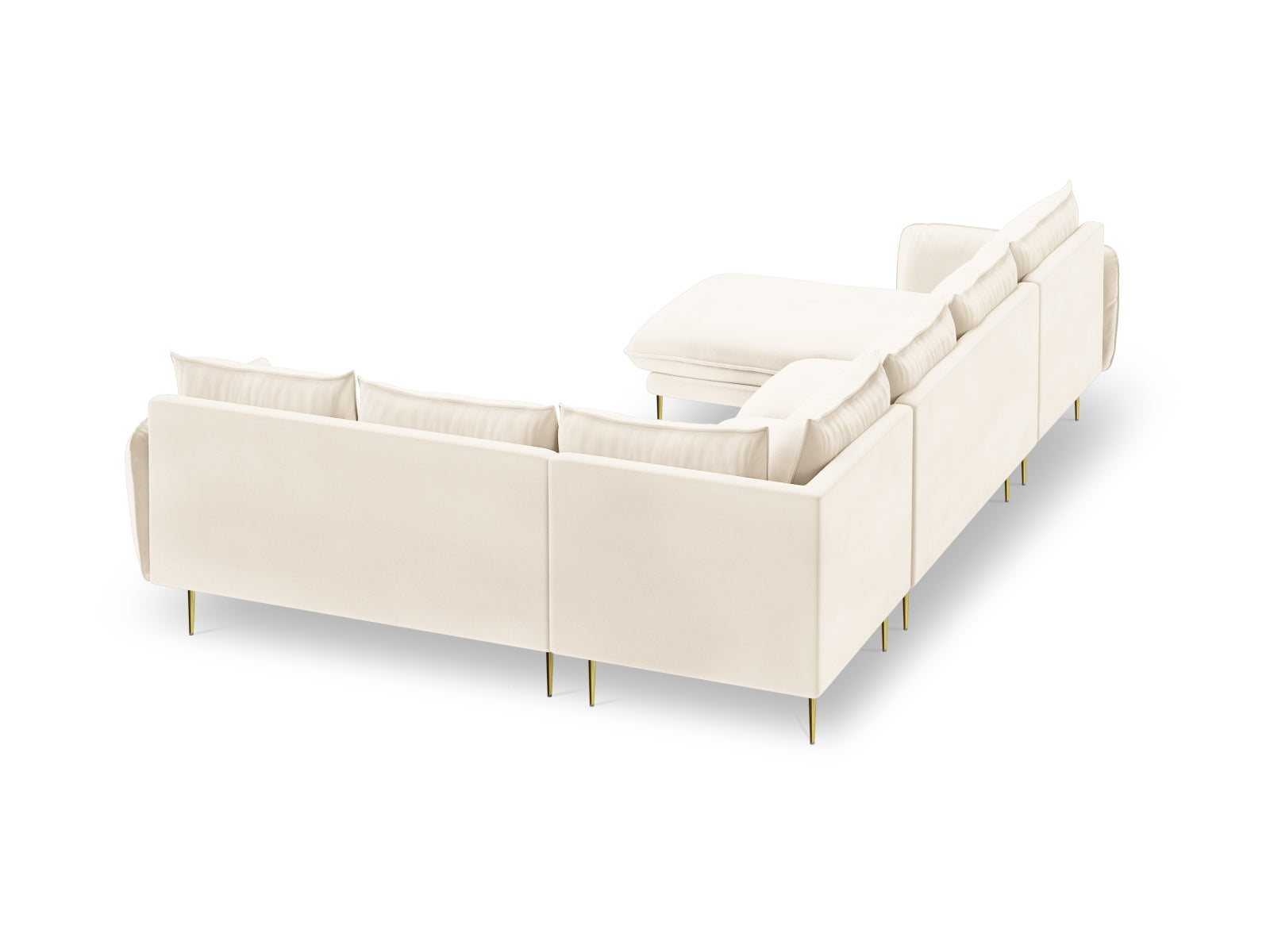 Elegantes 7-Sitzer Panoramic Ecksofa in Velours, ideal für stilvolle Wohnräume, von Cosmopolitan Design in sanften Farben.