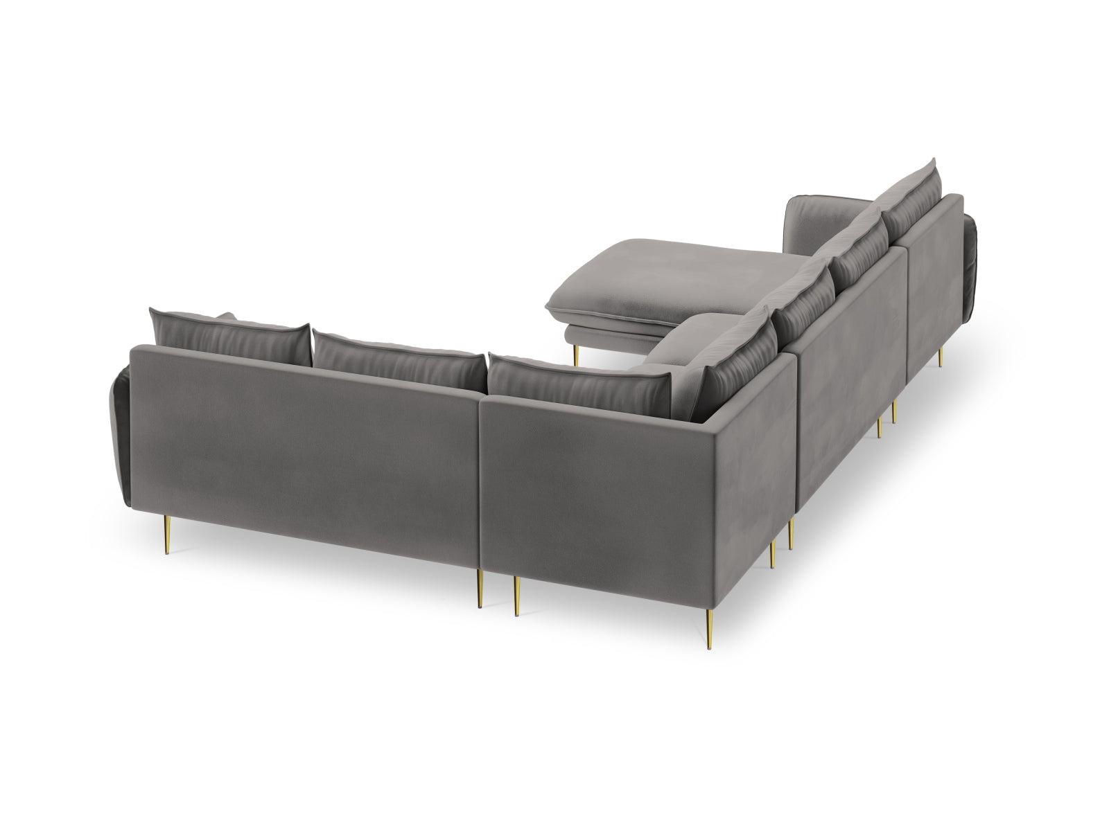 Vienna Velour Panoramic Ecksofa rechts 7 Sitzer 235cm in Light Grey/Gold-Bluvel präsentiert im Onlineshop von KAQTU Design AG. Ecksofa rechts ist von Cosmopolitan Design