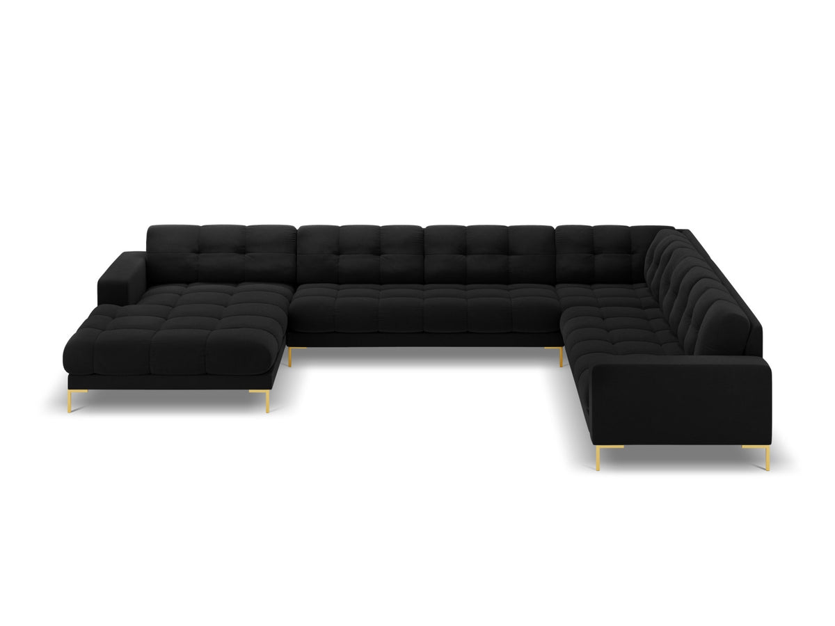7-Sitzer Panoramic Ecksofa rechts Bali in Black-Bluvel präsentiert im Onlineshop von KAQTU Design AG. Ecksofa rechts ist von Cosmopolitan Design