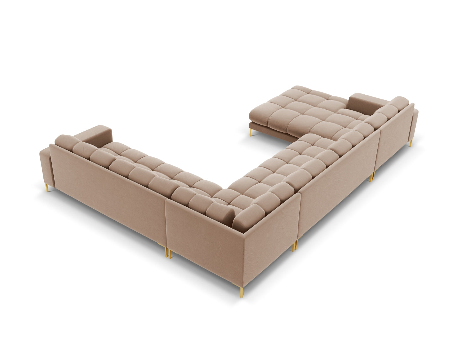 Modernes 7-Sitzer Panoramic Ecksofa rechts Bali in sanften Beigetönen, perfekt für entspannte Abende und gesellige Runden.