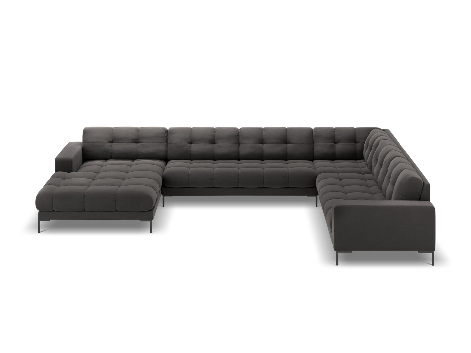 Elegantes 7-Sitzer Ecksofa Bali in Dunkelgrau, ideal für moderne Wohnräume, präsentiert von Cosmopolitan Design.