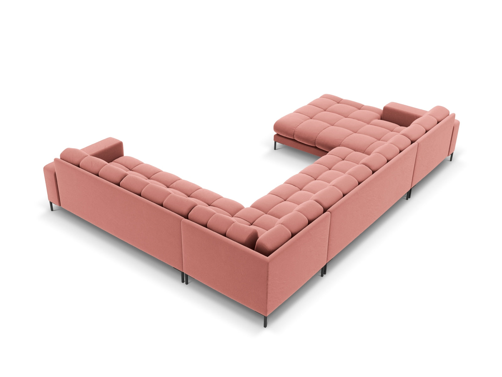Elegantes 7-Sitzer Ecksofa Bali in trendigem Pink-Bluvel, ideal für gesellige Runden und ein modernes Wohnambiente.