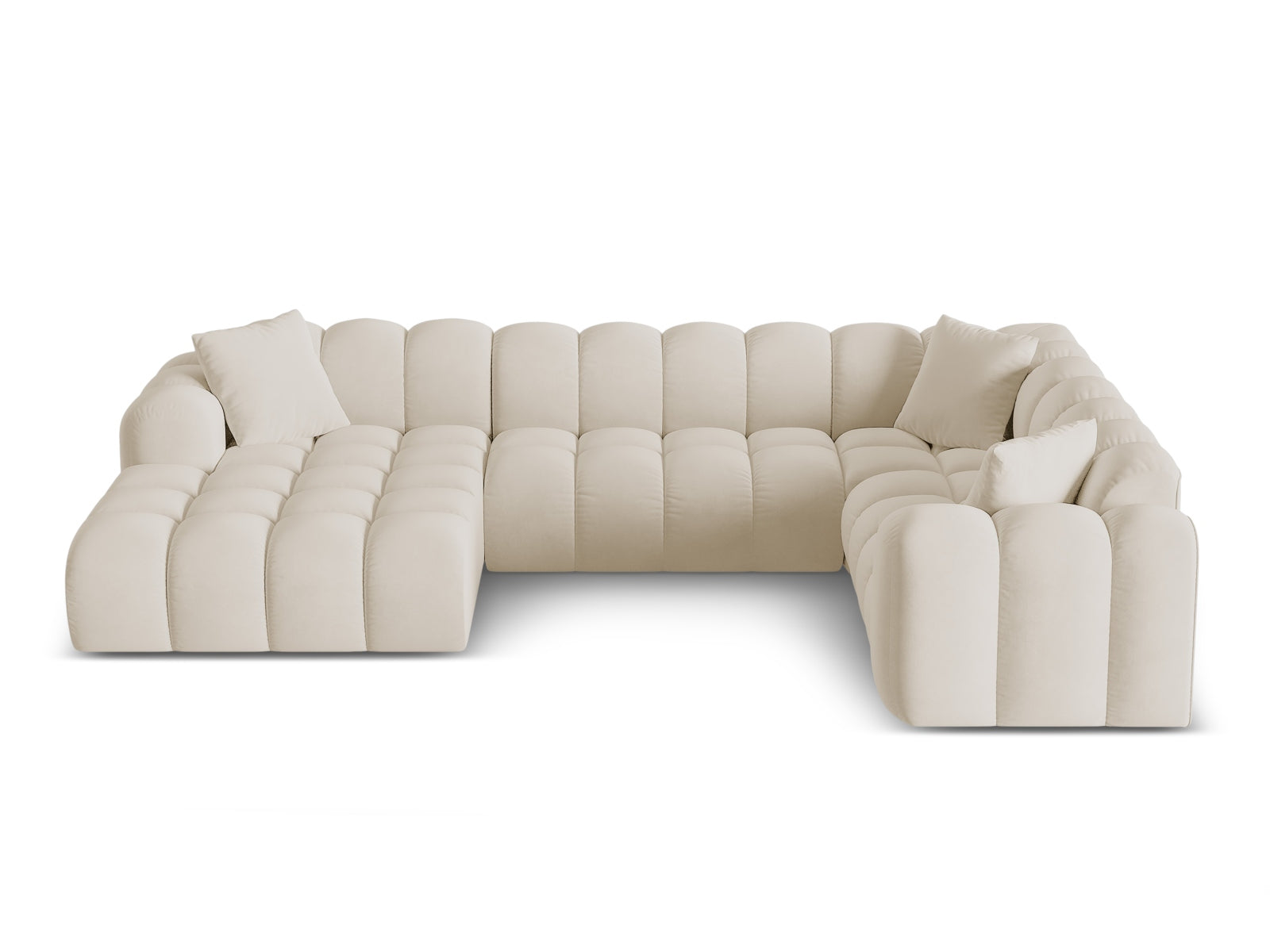 4-Sitzer Panoramic Ecksofa rechts Treno in Dark Beige-Bluvel präsentiert im Onlineshop von KAQTU Design AG. Ecksofa rechts ist von Cosmopolitan Design