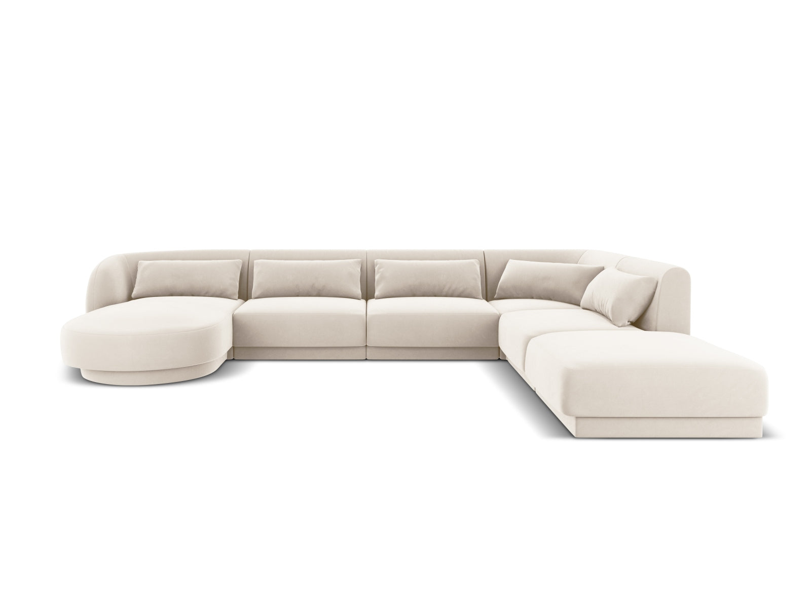Tulum Velour Panoramic Ecksofa rechts 6 Sitzer 255cm in Light Beige präsentiert im Onlineshop von KAQTU Design AG. Ecksofa rechts ist von Cosmopolitan Design