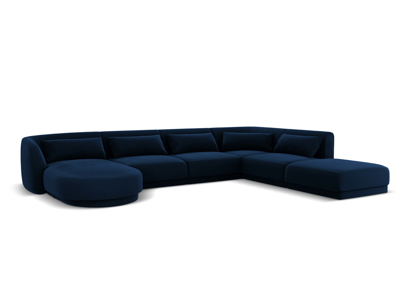 Erleben Sie das Tulum Velour Panoramic Ecksofa rechts (255cm) von Cosmopolitan Design – ein luxuriöses 6-Sitzer Sofa für Ihr modernes Zuhause.