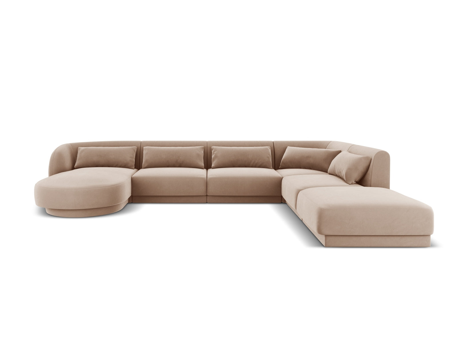 Tulum Velour Panoramic Ecksofa rechts 6 Sitzer 255cm in Beige präsentiert im Onlineshop von KAQTU Design AG. Ecksofa rechts ist von Cosmopolitan Design