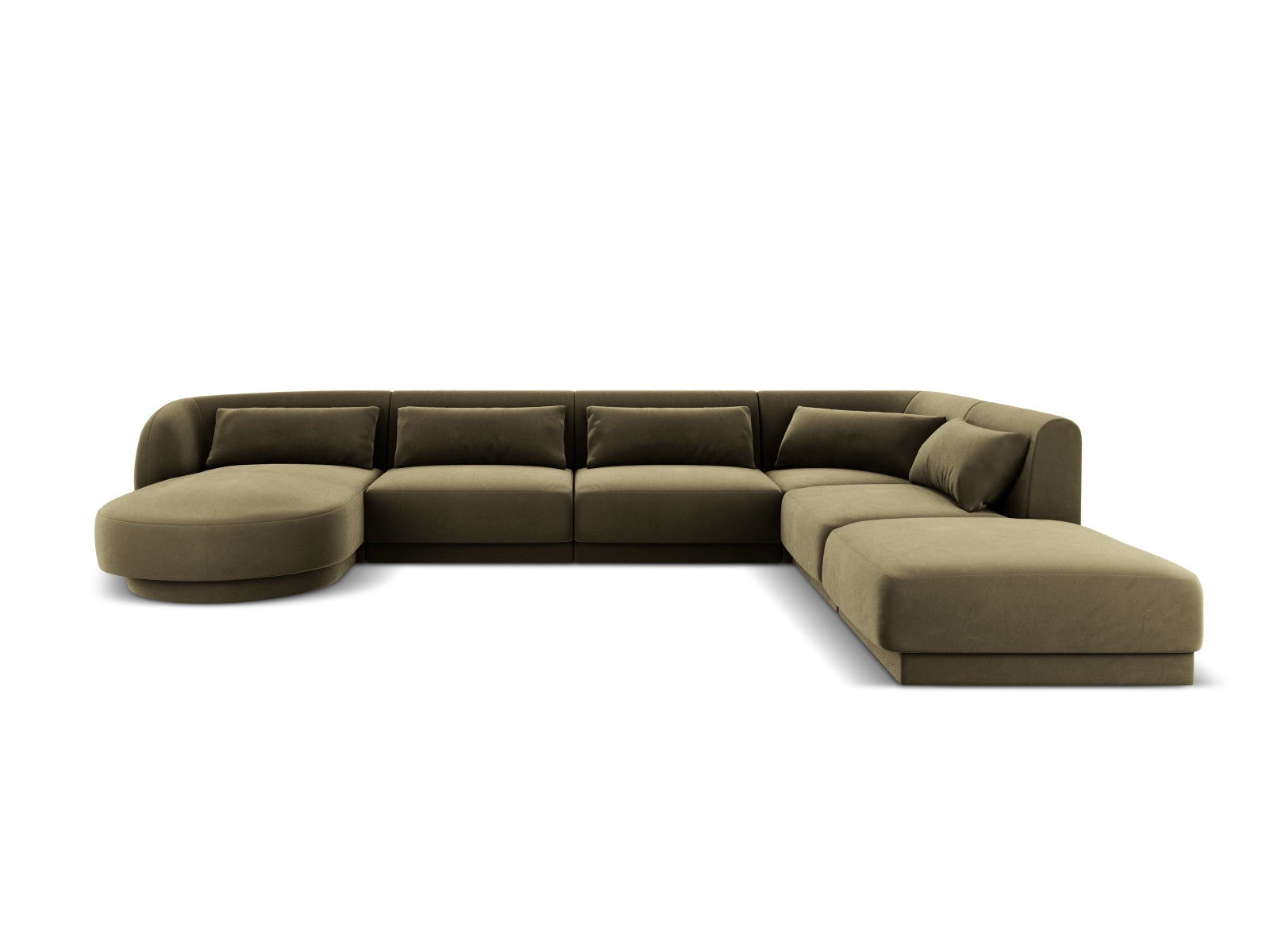 Tulum Velour Panoramic Ecksofa rechts 6 Sitzer 255cm in Green präsentiert im Onlineshop von KAQTU Design AG. Ecksofa rechts ist von Cosmopolitan Design