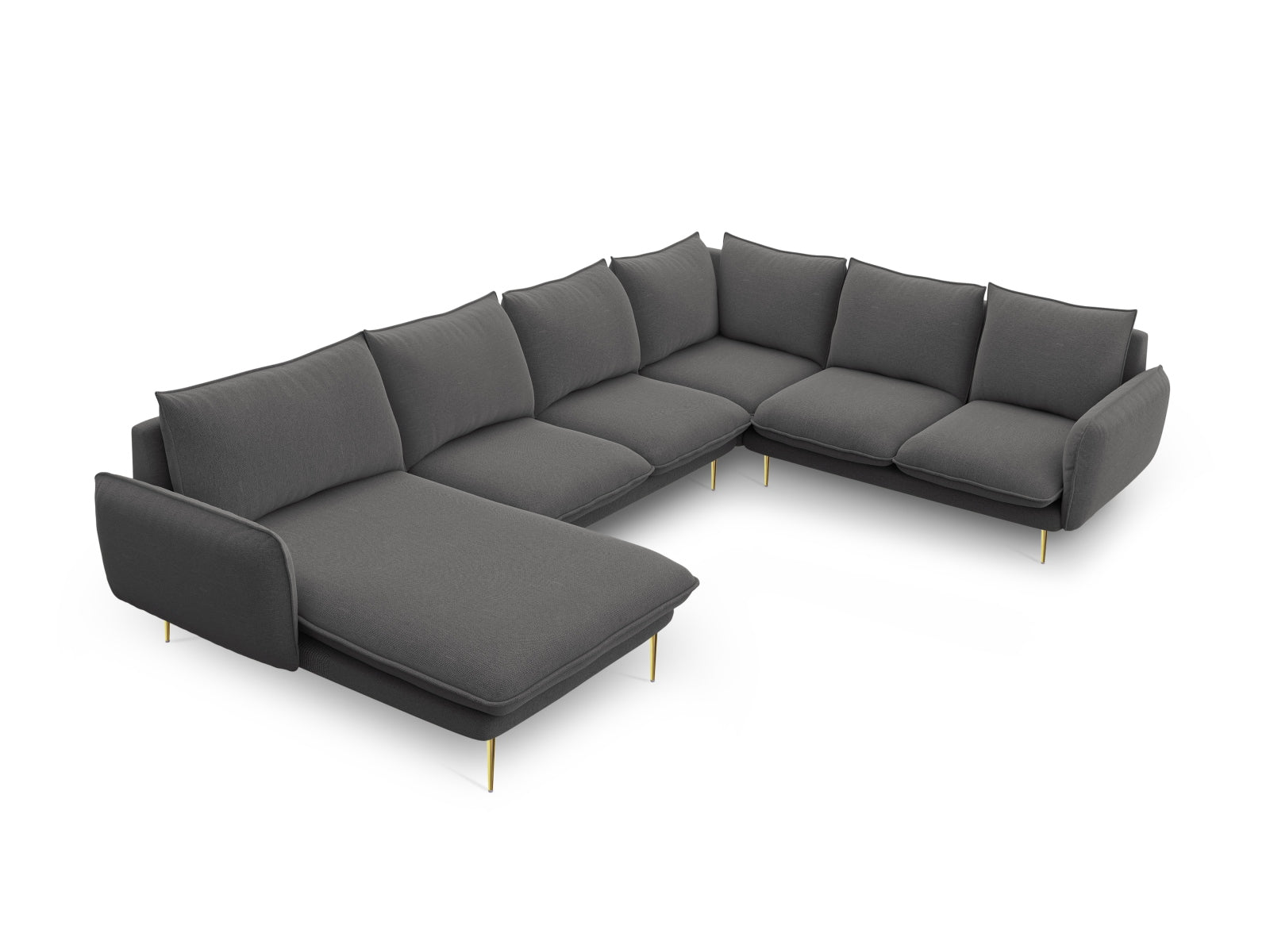 Vienna Panoramic Ecksofa rechts 7 Sitzer 235cm in Dark Grey/Gold präsentiert im Onlineshop von KAQTU Design AG. Ecksofa rechts ist von Cosmopolitan Design