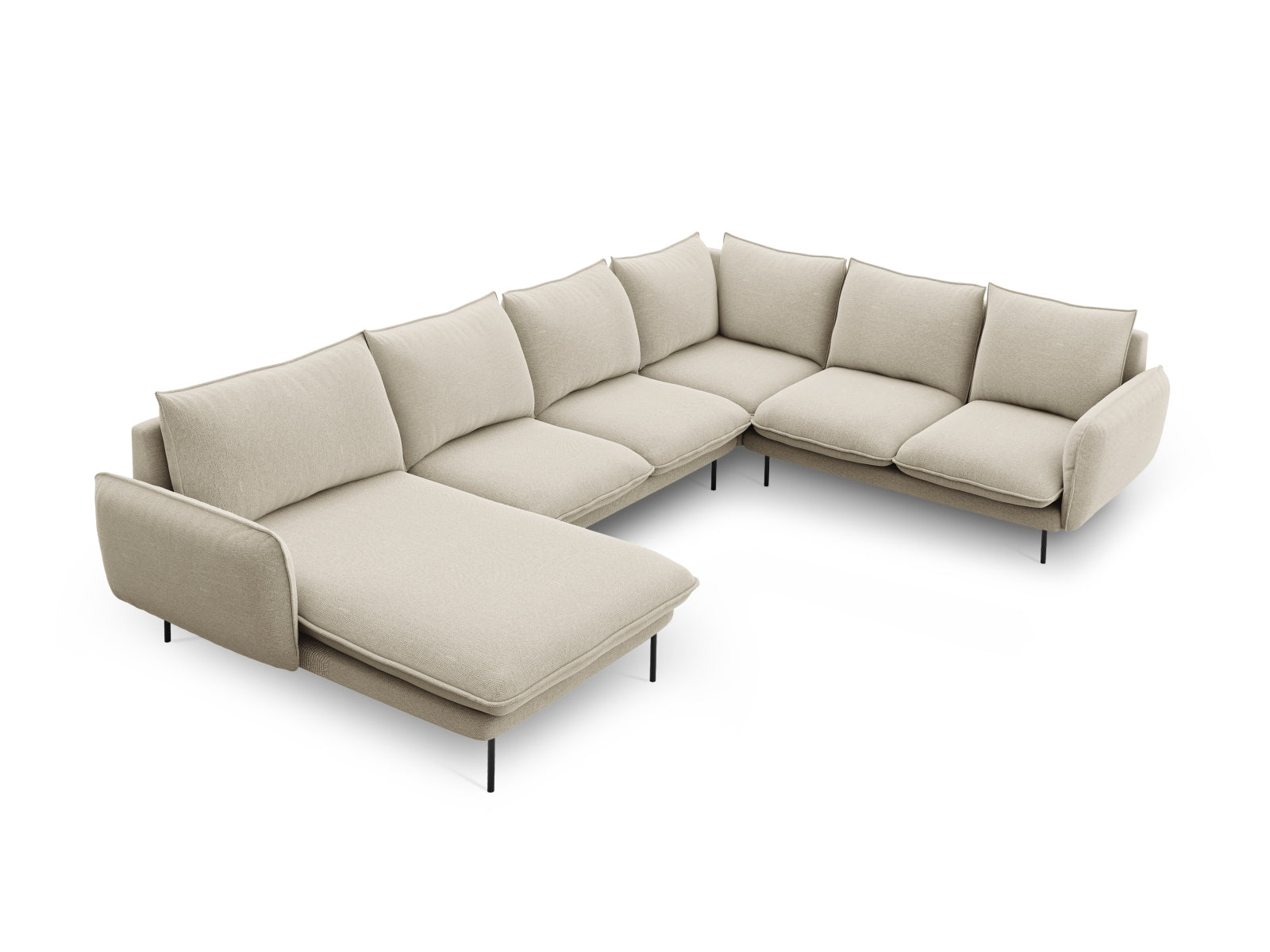 Vienna Panoramic Ecksofa rechts 7 Sitzer 235cm in Beige/Schwarz-Positano präsentiert im Onlineshop von KAQTU Design AG. Ecksofa rechts ist von Cosmopolitan Design