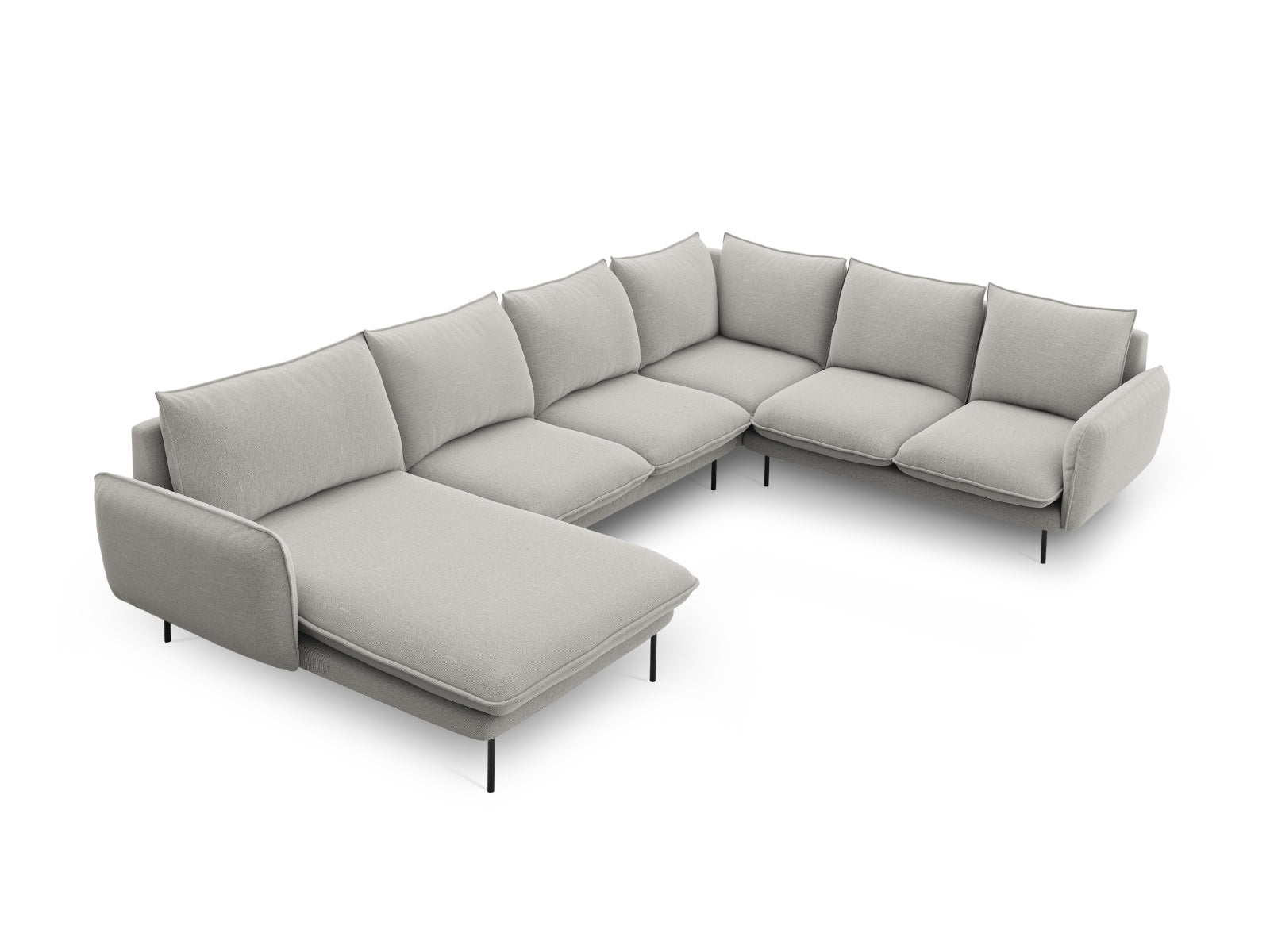 Vienna Panoramic Ecksofa rechts 7 Sitzer 235cm in Light Grey/Schwarz präsentiert im Onlineshop von KAQTU Design AG. Ecksofa rechts ist von Cosmopolitan Design