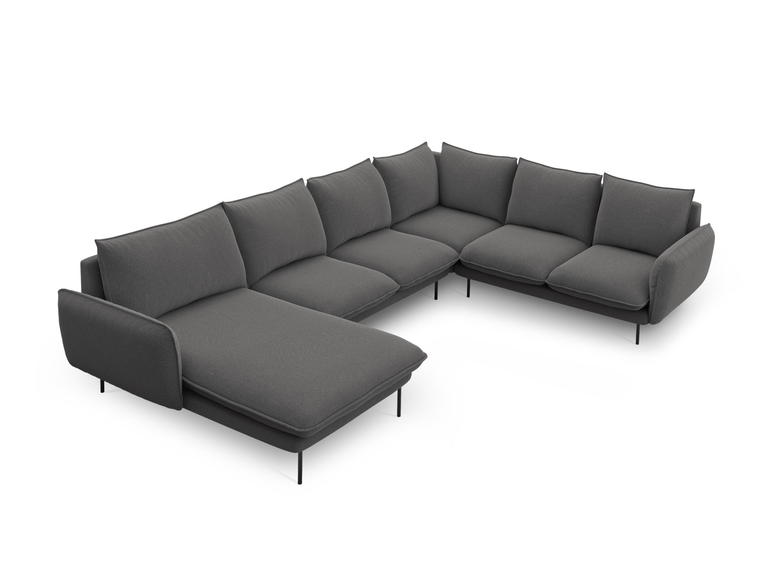 Vienna Panoramic Ecksofa rechts 7 Sitzer 235cm in Dark Grey/Schwarz-Positano präsentiert im Onlineshop von KAQTU Design AG. Ecksofa rechts ist von Cosmopolitan Design