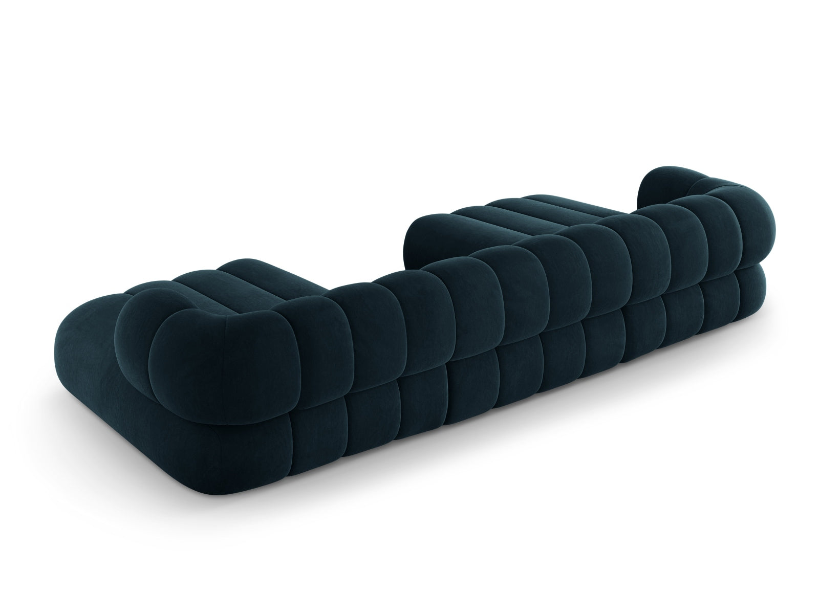 Elegantes 6-Sitzer Koge Velour Panoramic Sofa in tiefem Petrol, ideal für komfortable Zusammenkünfte und modernes Wohndesign.