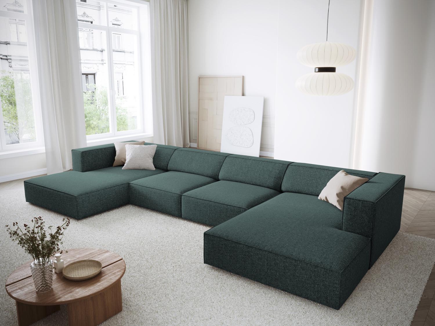 Erleben Sie das Arendal Panoramic Sofa 6 Sitzer von Cosmopolitan Design – stilvolles Design trifft auf ultimativen Komfort für Ihr Wohnzimmer.