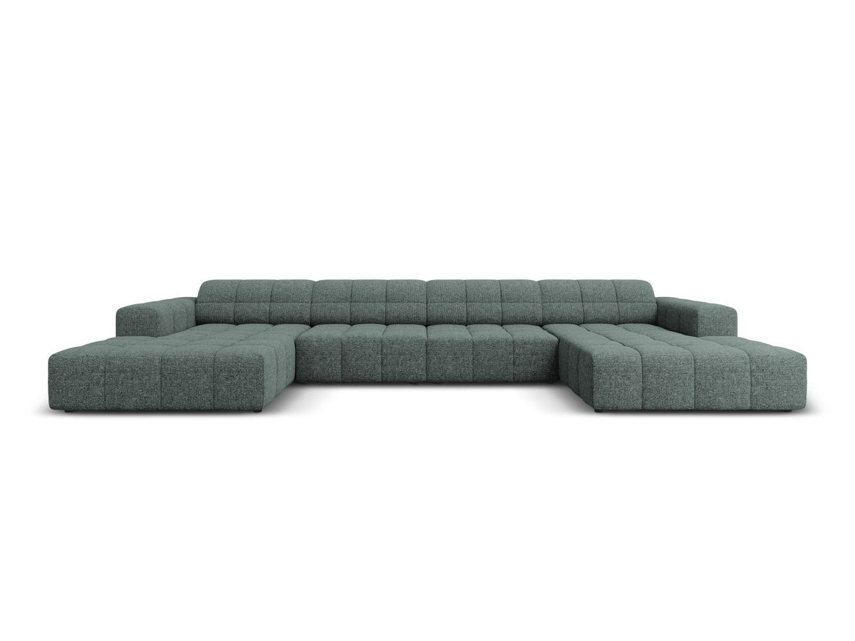 Cosmopolitan Design Chicago Panoramic Sofa, 6-Sitzer in Light Beige-Eden, Massivholzrahmen, Kunststoffbeine, grosszügige Sitzfläche mit Récamiere.